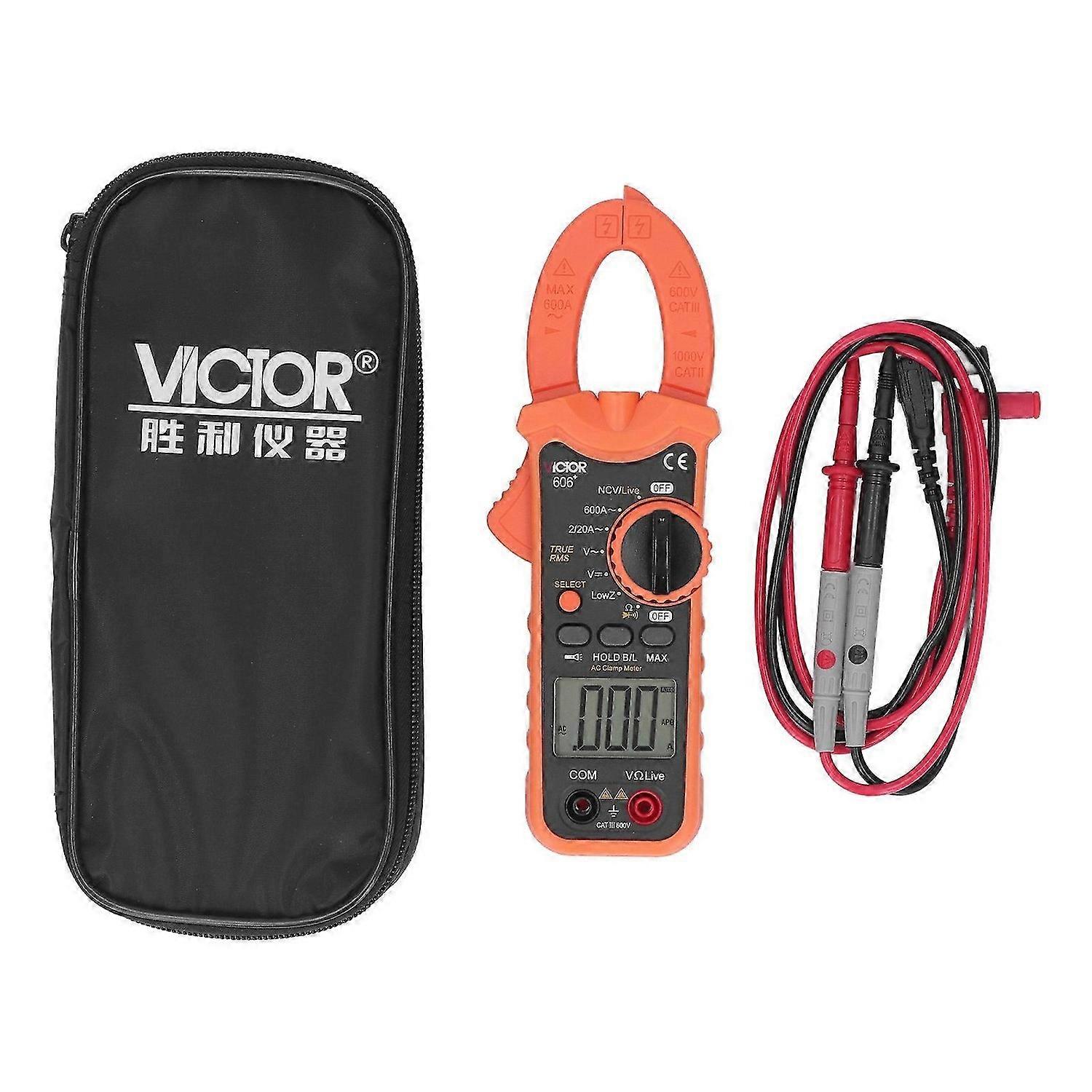 Current Voltage Resistance Clamp Meter LCD Display 1999 Counts NCV True RMS Multimeter with Flashlight