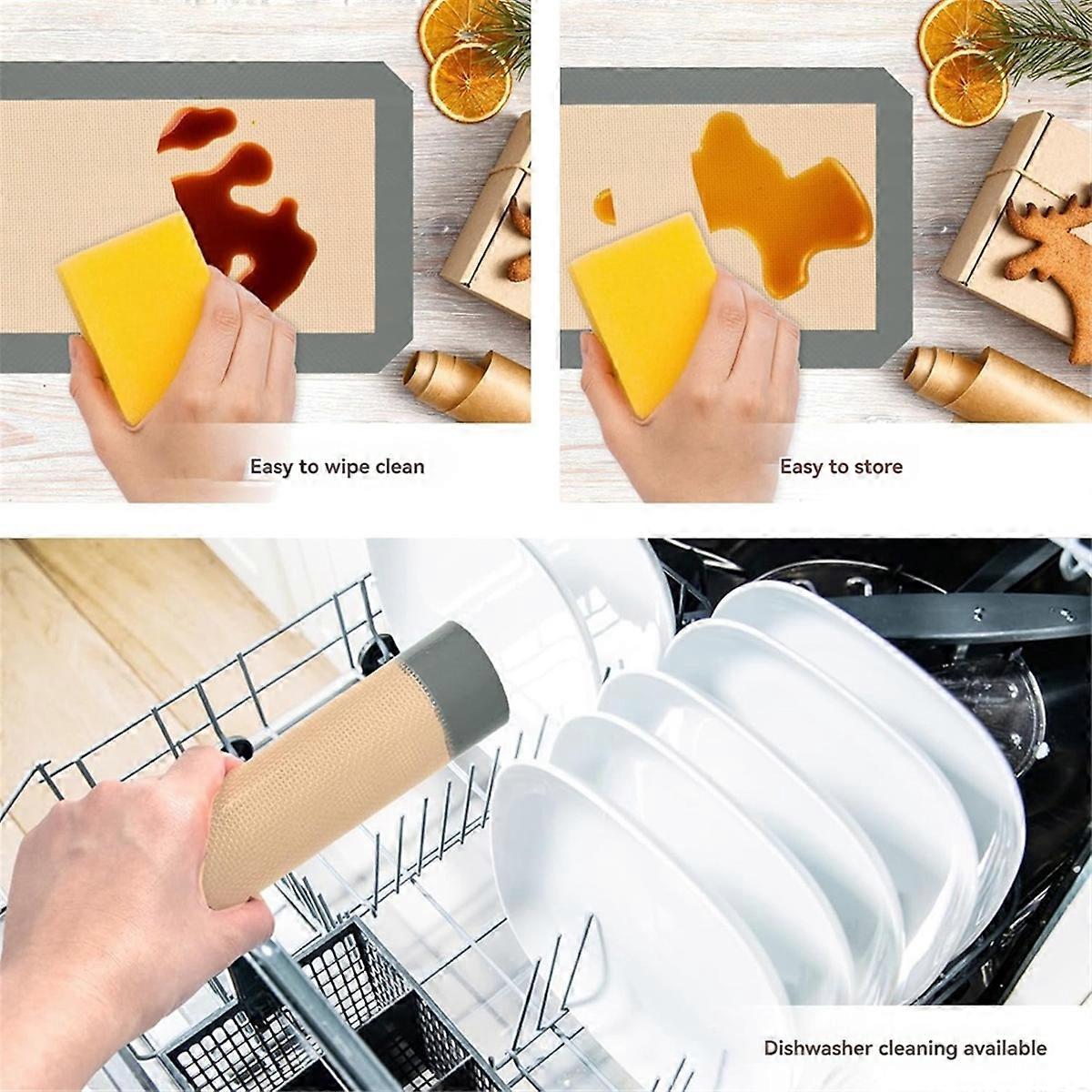 3PCS Silicone Baking Mat Reusable Baking Mat Non-Stick for Baking Oven Baking Sheet for Making Cookies Macaroons Red