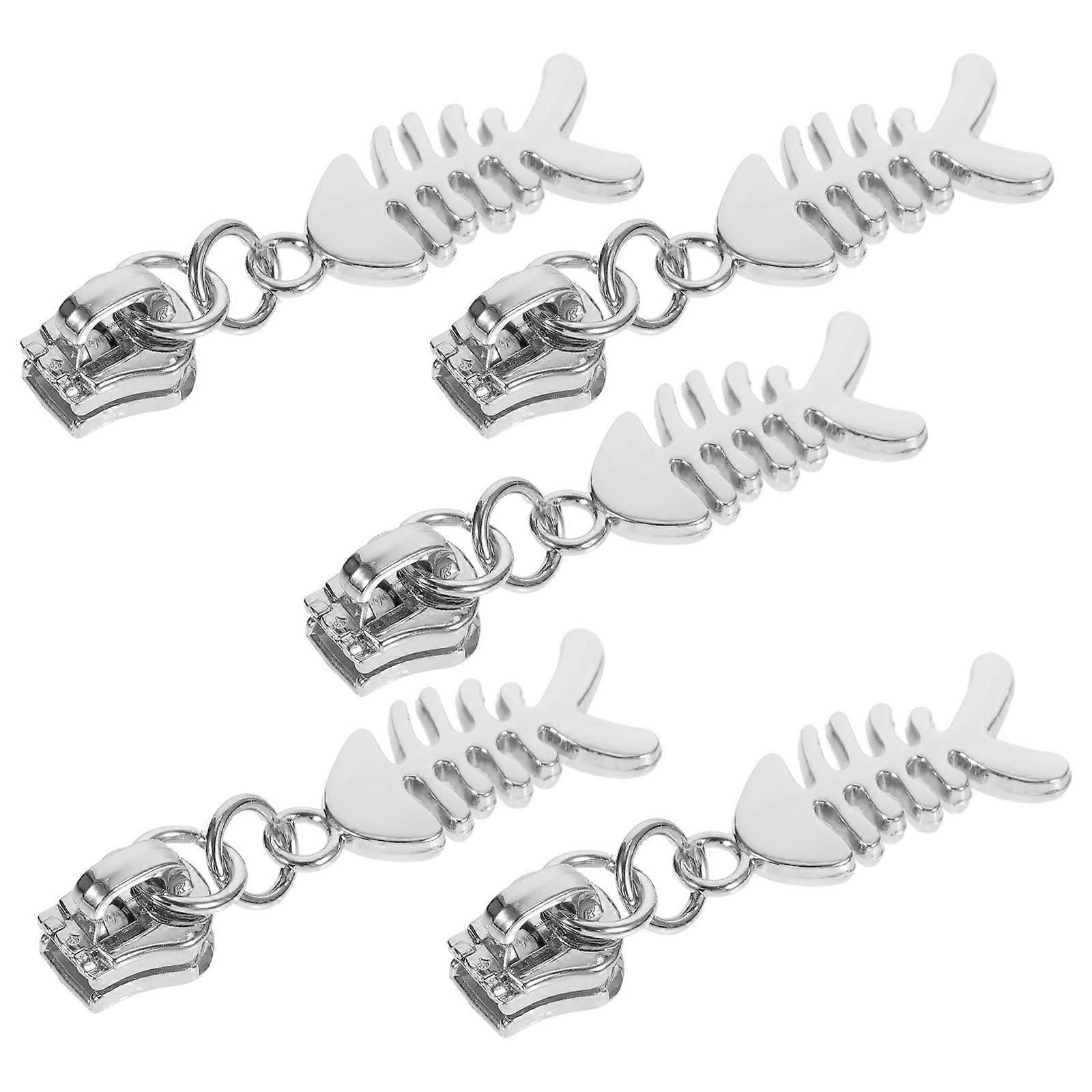 Universal Zipper Pull Heavy Duty Zipper Pull Replacement Silver Color Metal Material 5 Pcs