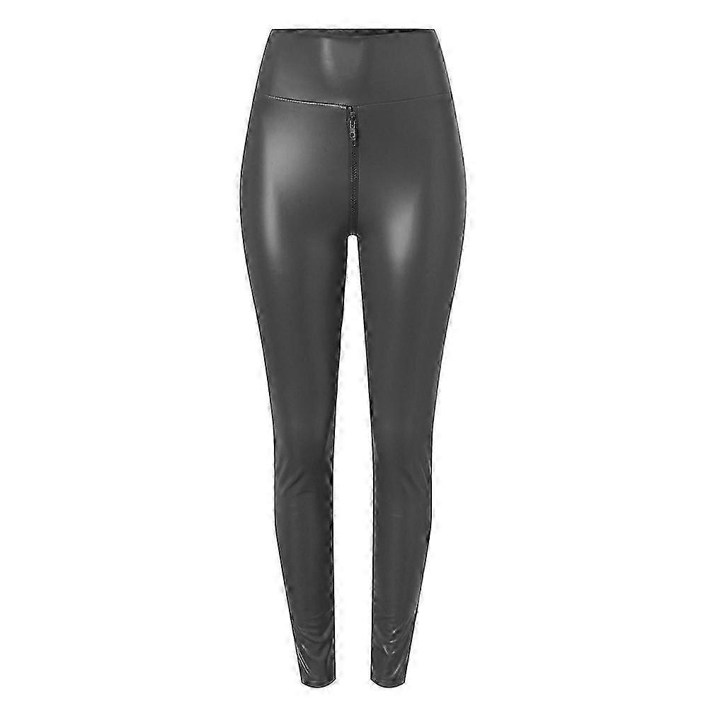 Matte Leather Women's Open Crotch Pants PU Trouser New Arrival