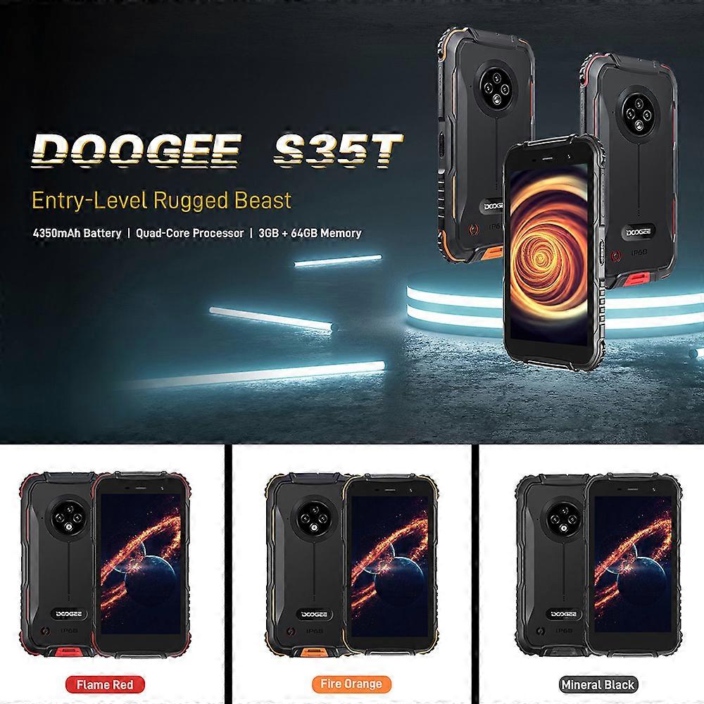 DOOGEE Cell S35T מחוספס 3GB+64GB אנדרואיד 11 סוני 13MP מצלמה משולשת 5.0 "HD IPS מסך עמיד למים מרובע ליבות טלפון גרסה רוסית כתום