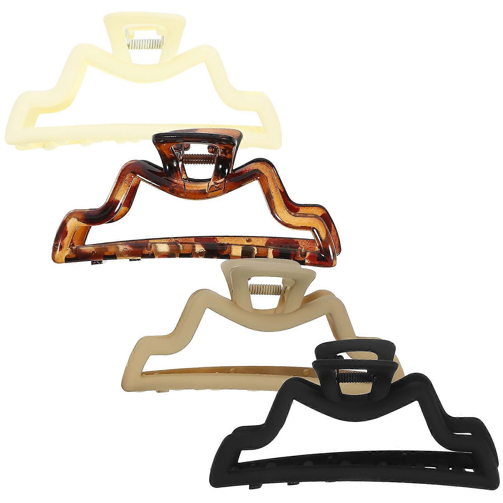 4PCS Large Hair Claw Clips, Durable Jaw Clips for Thick & Thin Hair, Elegant Hollow Wave Design