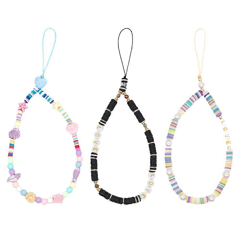 Polymer Clay Phone Chain Accessory Mobile Phone Hanging Chains Diy Enthusiasts 3Pcs