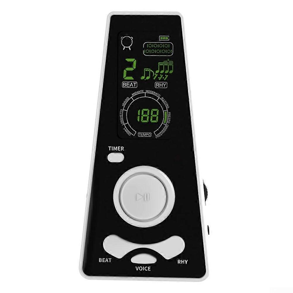Digital Metronome Timer with Volume and Tempo Control, EasytoRead Display, Dual Power Options (White)