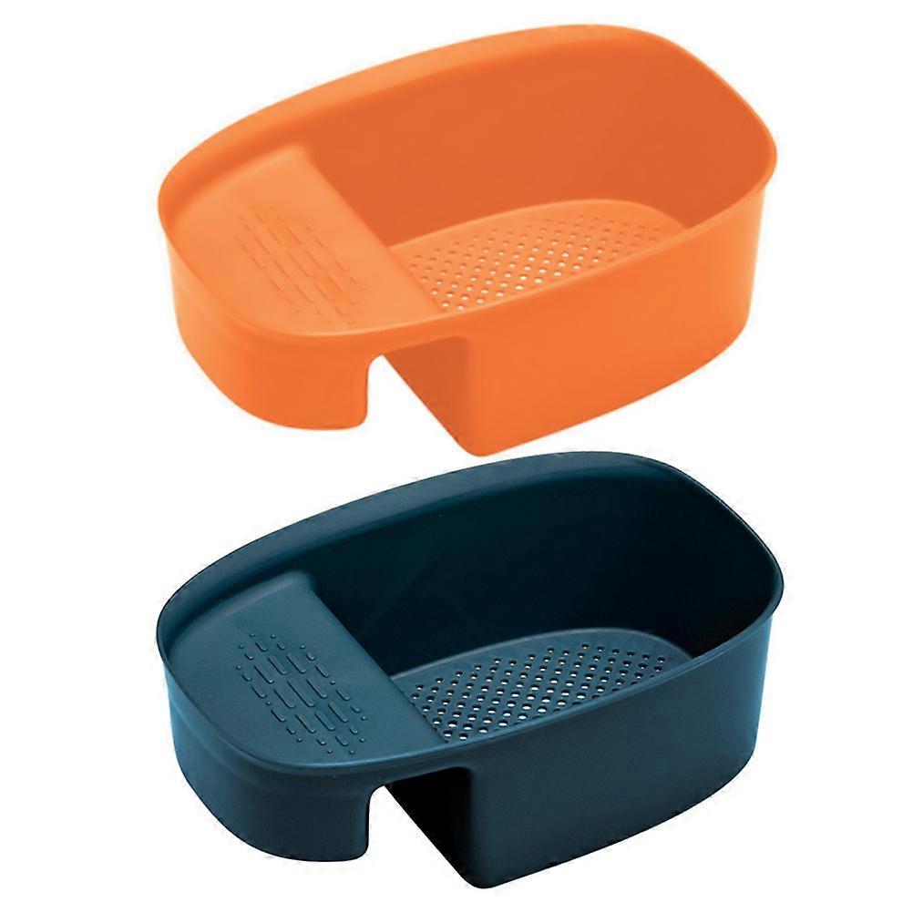 Multifunctional Drain Basket Kitchen Sink Storage Drain Baskets Use 2Pack Blue