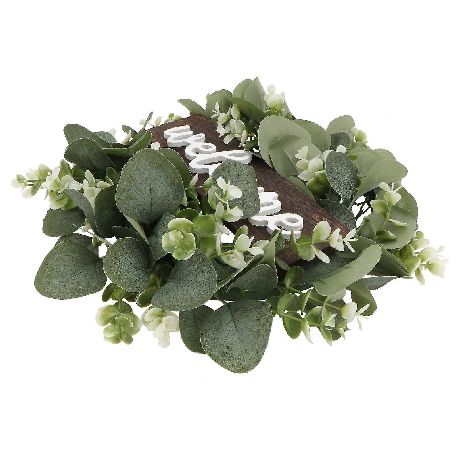 Artificial Eucalyptus Wreath Circular Garland Ornament Green For Spring Party 33x33cm 1Pc