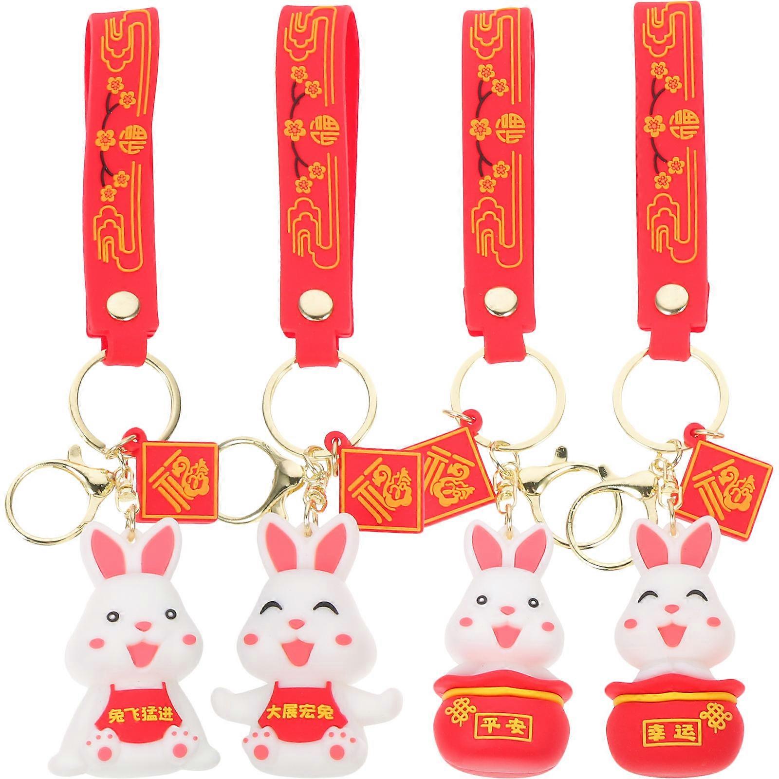 Key Chain Charm Creative Design New Year Occasion Car Pendant Multi Color 4Pcs