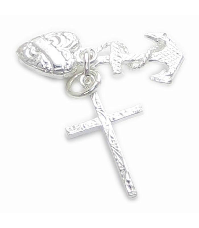 Faith Hope Charity Sterlng Silver Charm Heart Cross Anchor Charms