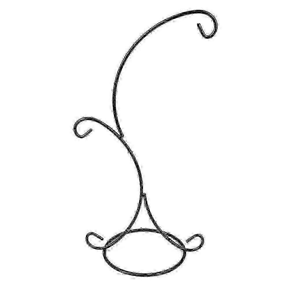 2-هوك حديد معلق مزهرية زجاجية نباتية لديكور المنزل والحديقة - زارع أسود أنيق (36x17.5x13 سم) للاستخدام الداخلي والخارجي