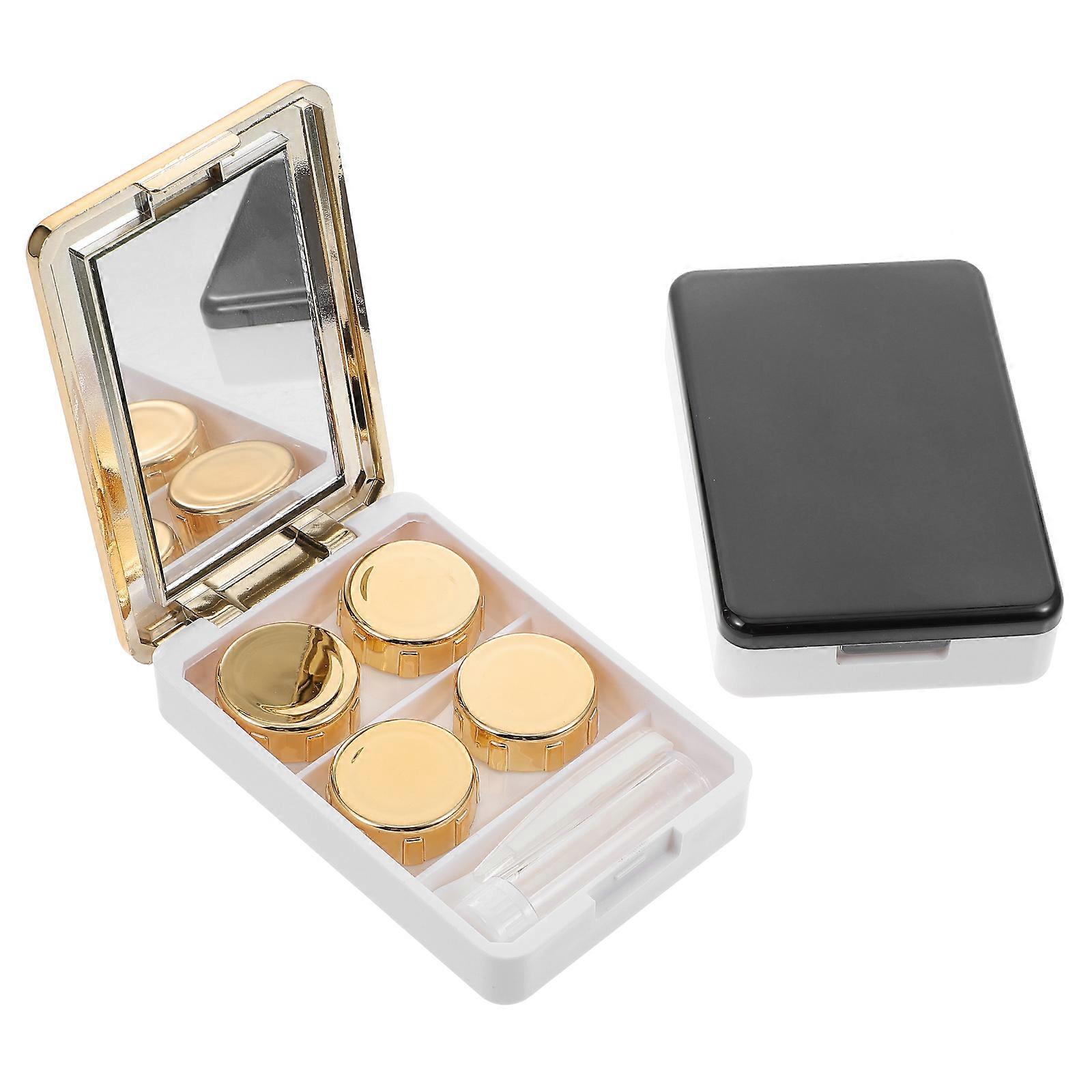 Contact-Lens Container Portable For Short-Sighted People Black 9x6.1x2.5cm Lens Protection 2 Sets