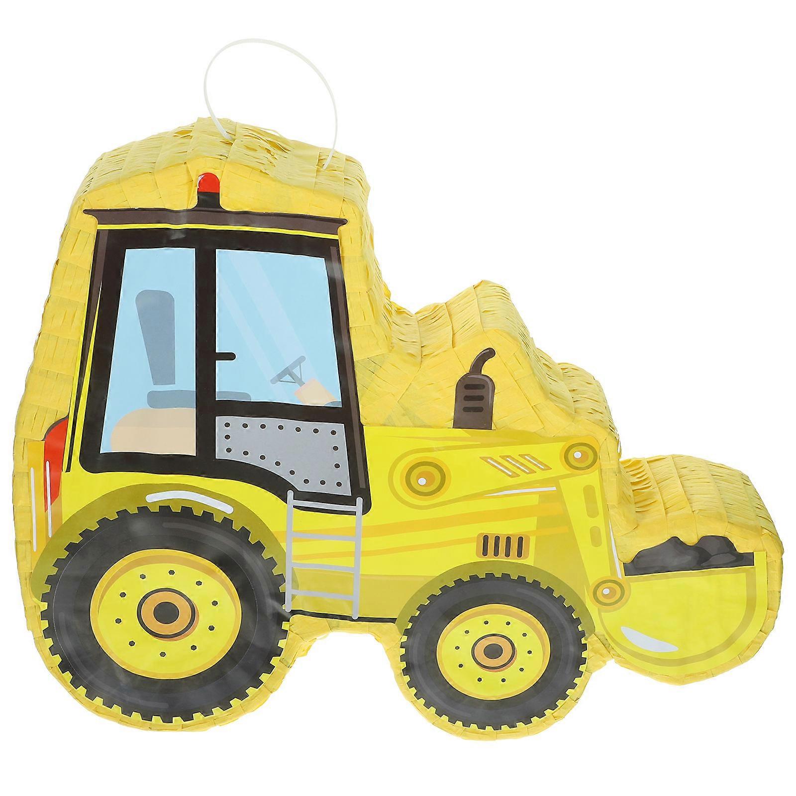 Construction Theme Pinata Decorative Party Pinata All Ages 42.00X35.00X8.00CM Yellow Excavator Shape 1Pack