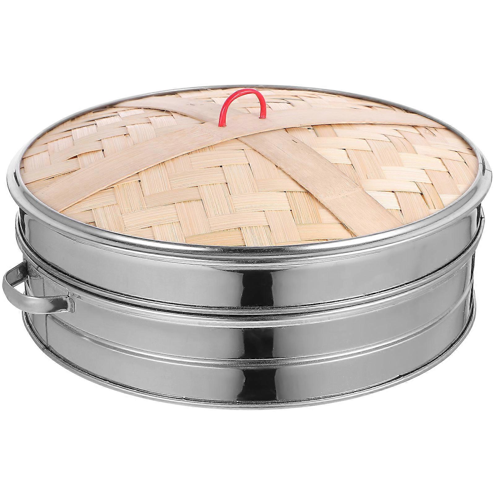 Steamer Basket with Lid Made of Stainless Steel for Kitchen Use Silver