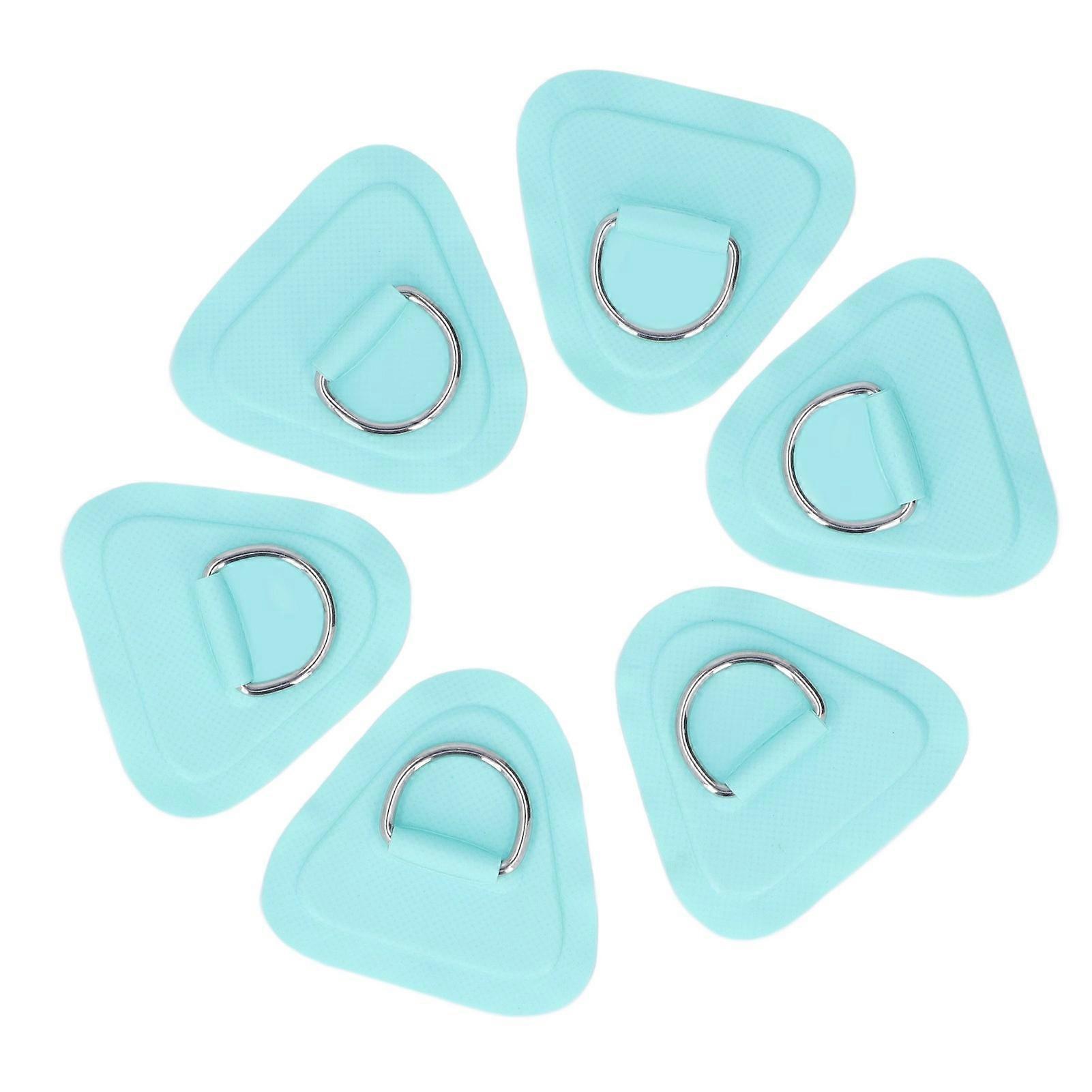 6Pcs PVC D Ring Patch Elastic Rope Set Stainless Steel D Ring Patch Bungee Cord Set for Inflatable Boats Canoes Kayaks Surfboards Vertical Paddle Boa
