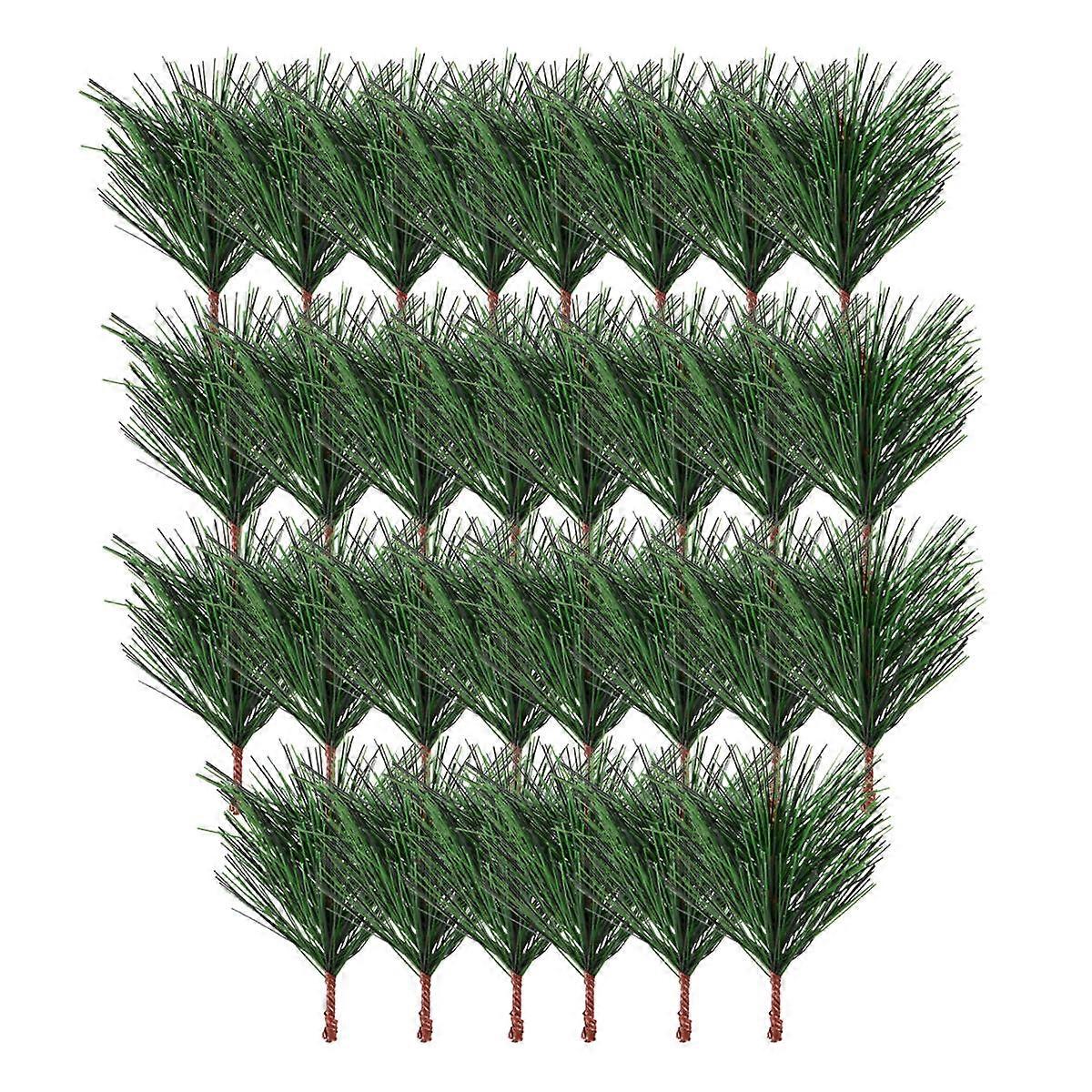 30 Pcs Realistic Pine Branches for DIY Festive Decorations Made of Lightweight Plastic Green