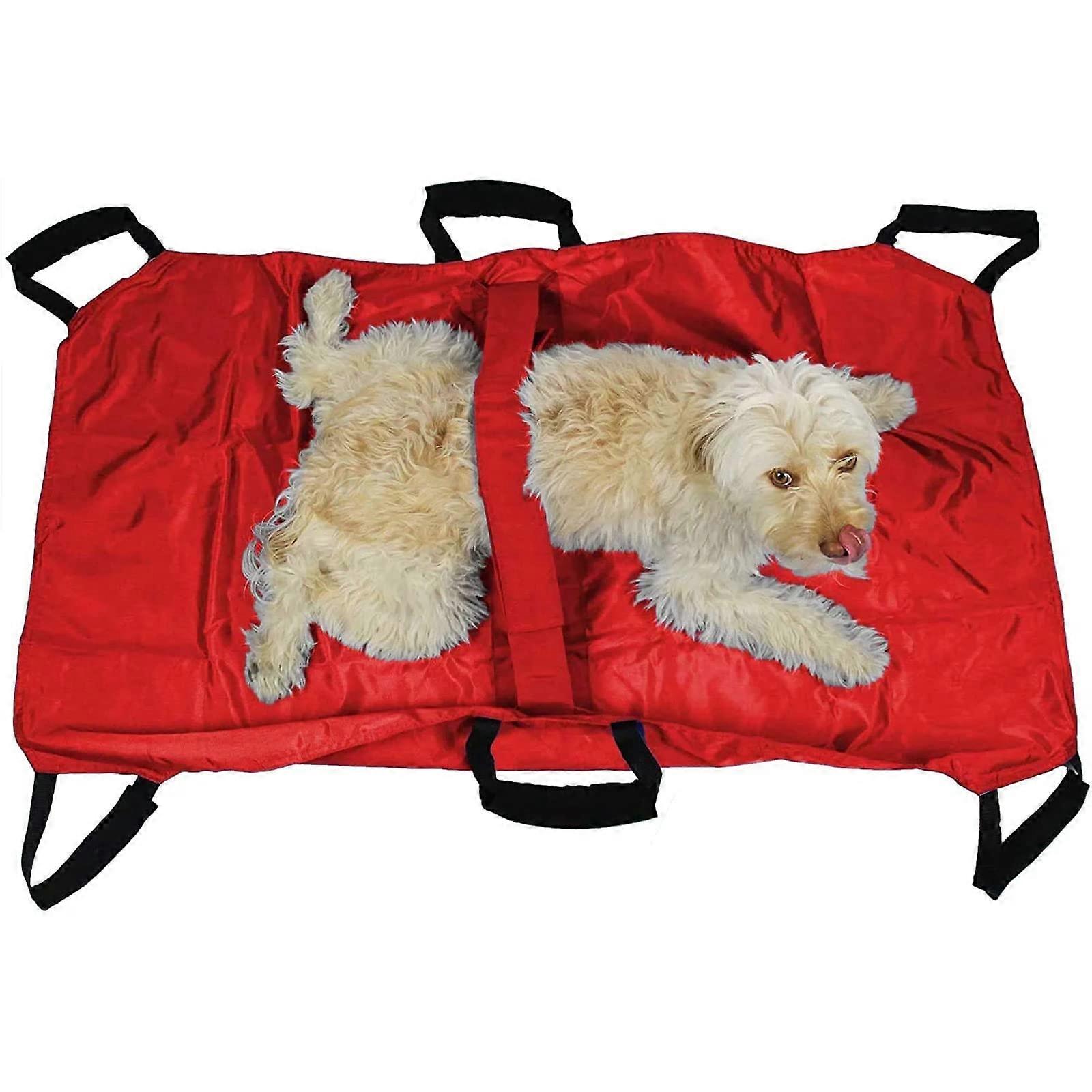 Pet Carrier Large Pet Dog Rescue Reversible Pad Foldable Six Handle Veterinary Carrier Bed Reversible Aid Slide Sheet Red Ref: 3019