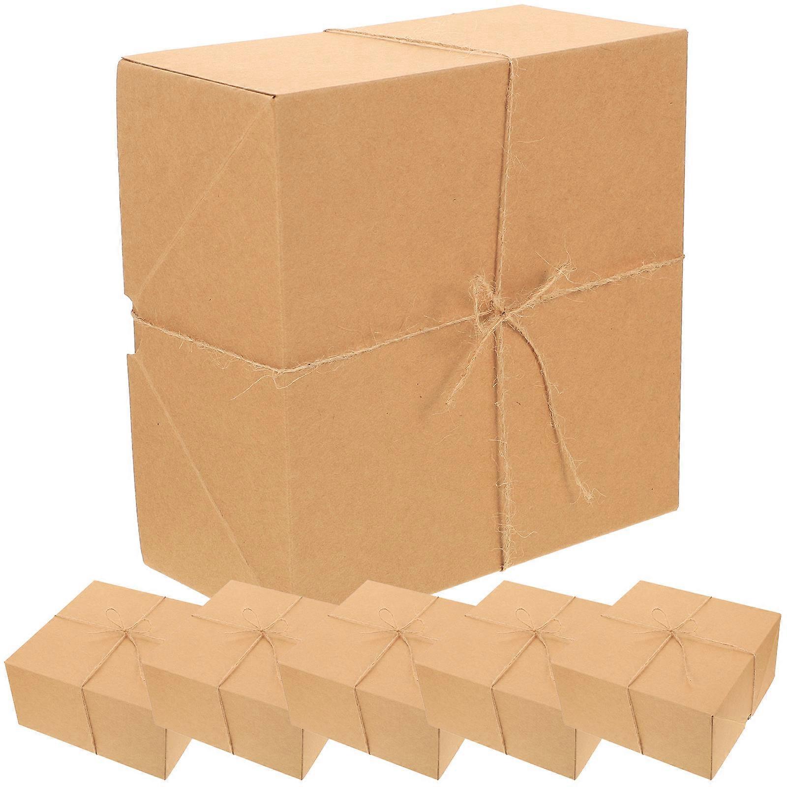 Kraft Paper Box Gift Boxes Brown Square Packaging Bridal 6Pcs