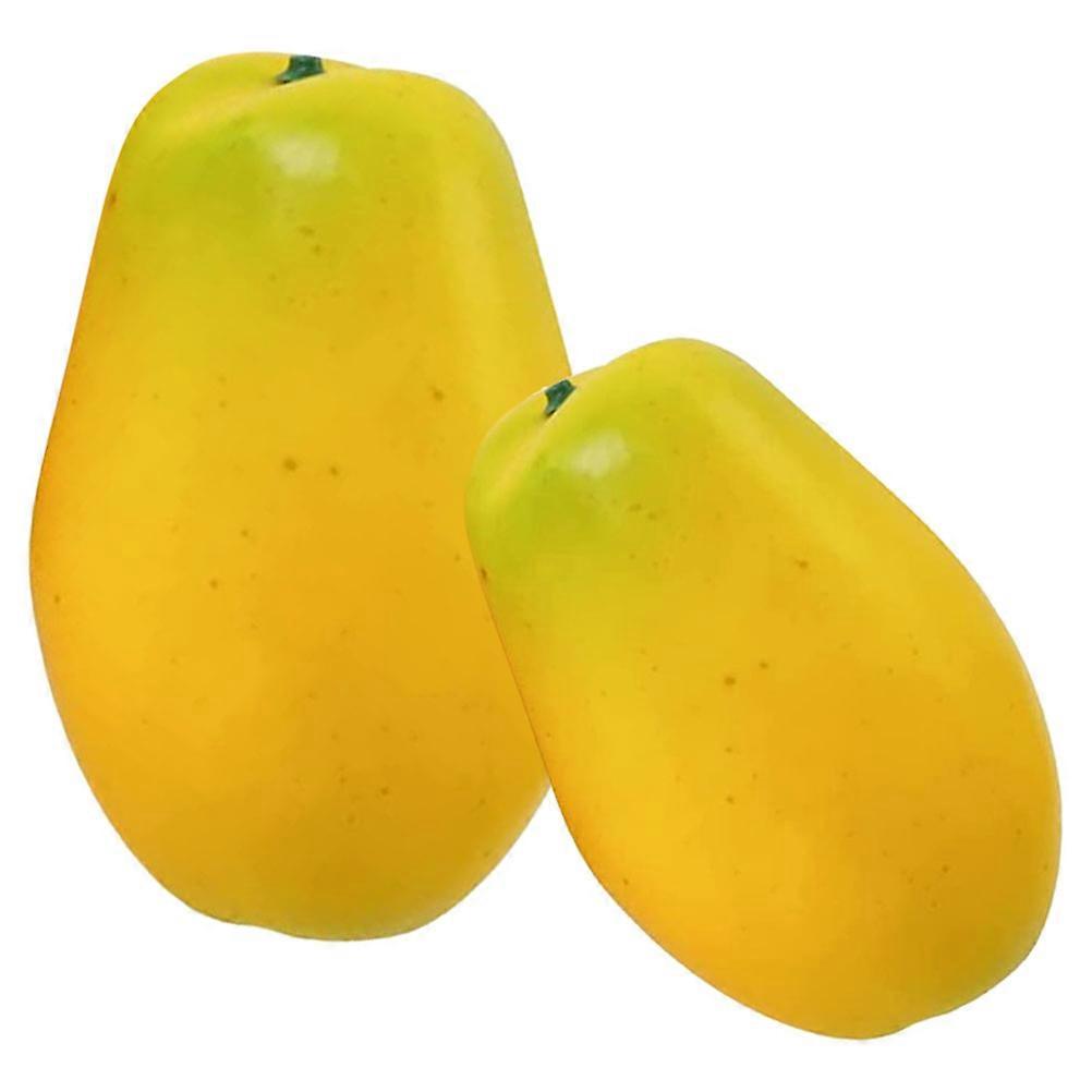 Lifelike Simulation Pawpaw Model for Decor Yellow Foams Artificial Fruit Compact Lightweight 2pcs
