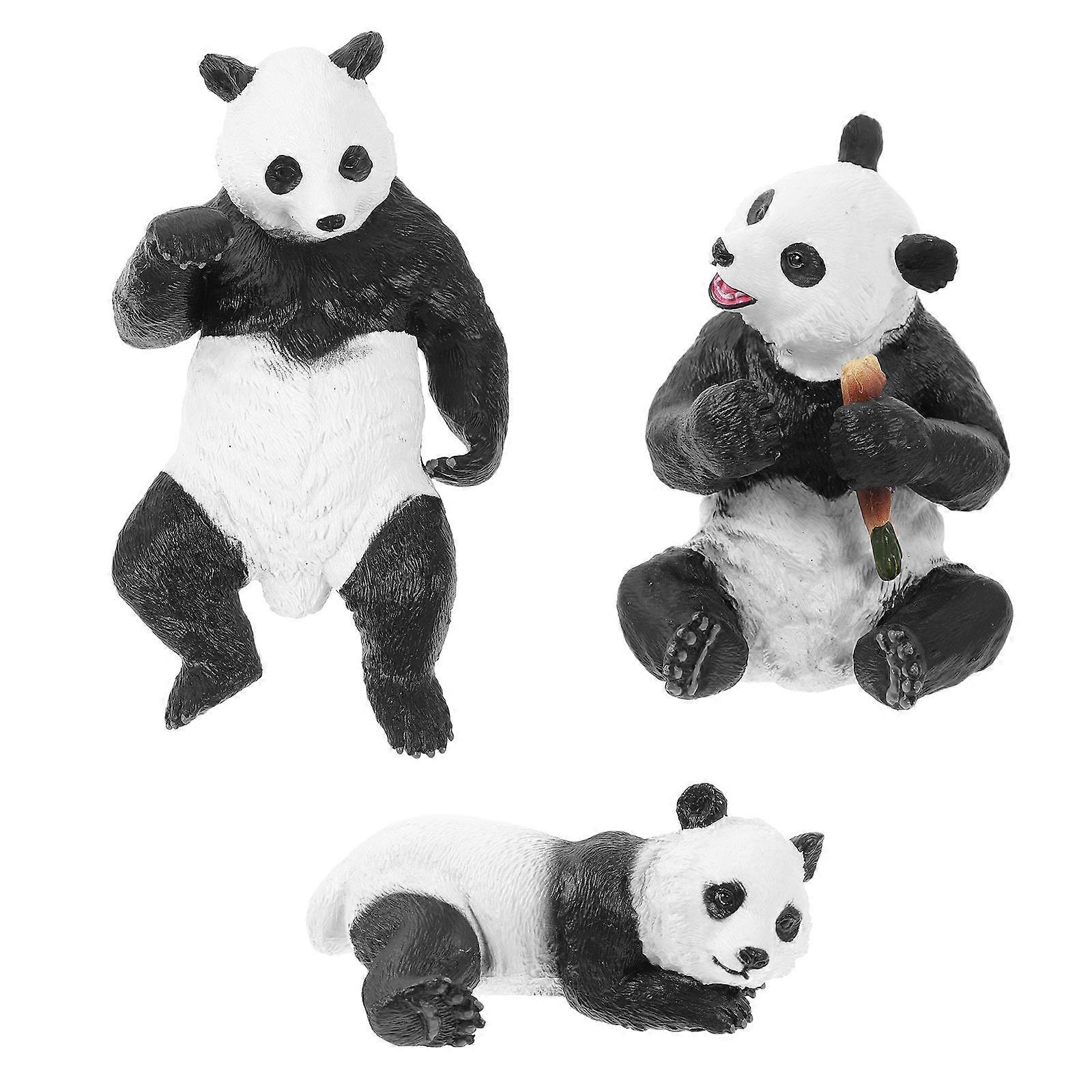 Cute Panda Figurines Assorted Color Educational Tool For Nursery Room 3Pcs