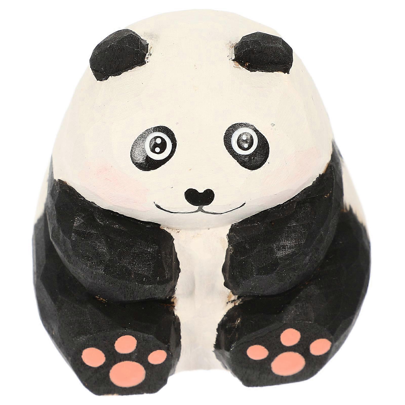 Wooden Panda Figurine for Decoration Lightweight and Realistic Design Multi Color Fits Gardens and Desks 7 inch