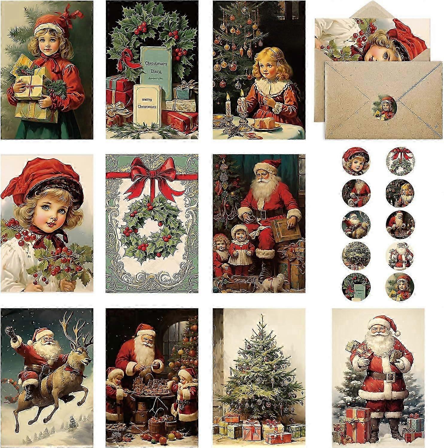 Weihnachtskarten mit Umschlag Set 20 Stück nostalgisches Weihnachtskarten Set mit
