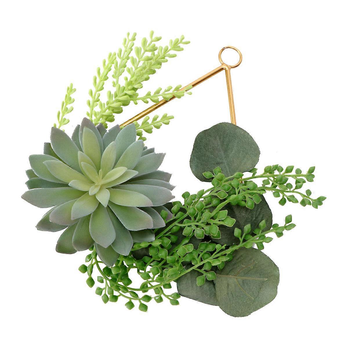 Artificial Succulent Wedding Wreath for Decoration Use with Plastic Plants and Green Color 12 Inch