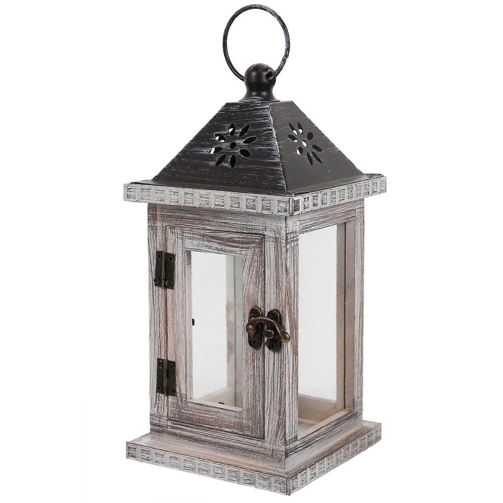 Nordic Style Wooden Lantern for Candle Display with Sturdy Metal Loops for Decoration 1Pc