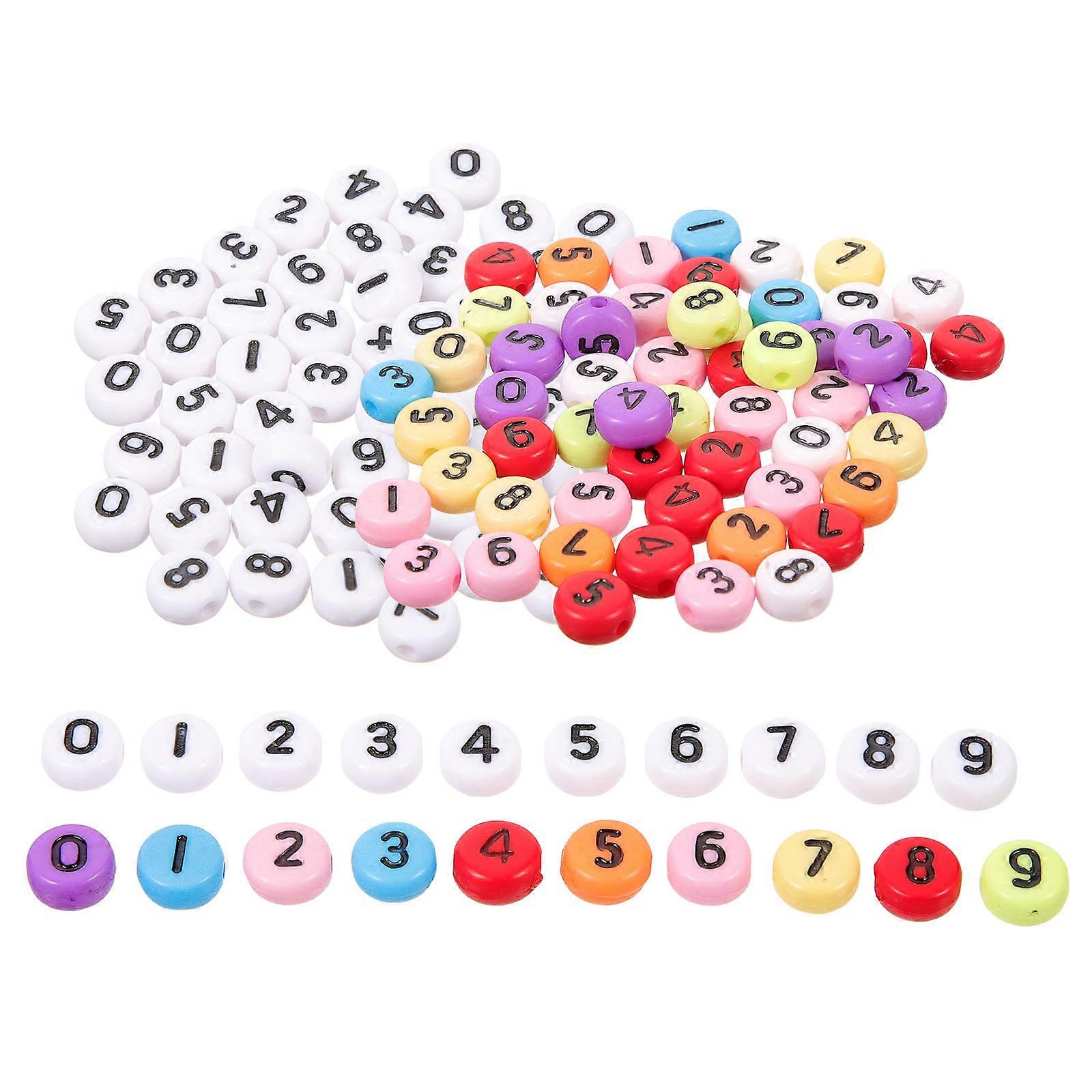 200Pcs Colorful Number Beads Acrylic Loose Beads For DIY Projects And Crafts 0.5X0.5Cm Easy Stringing Bracelet Making