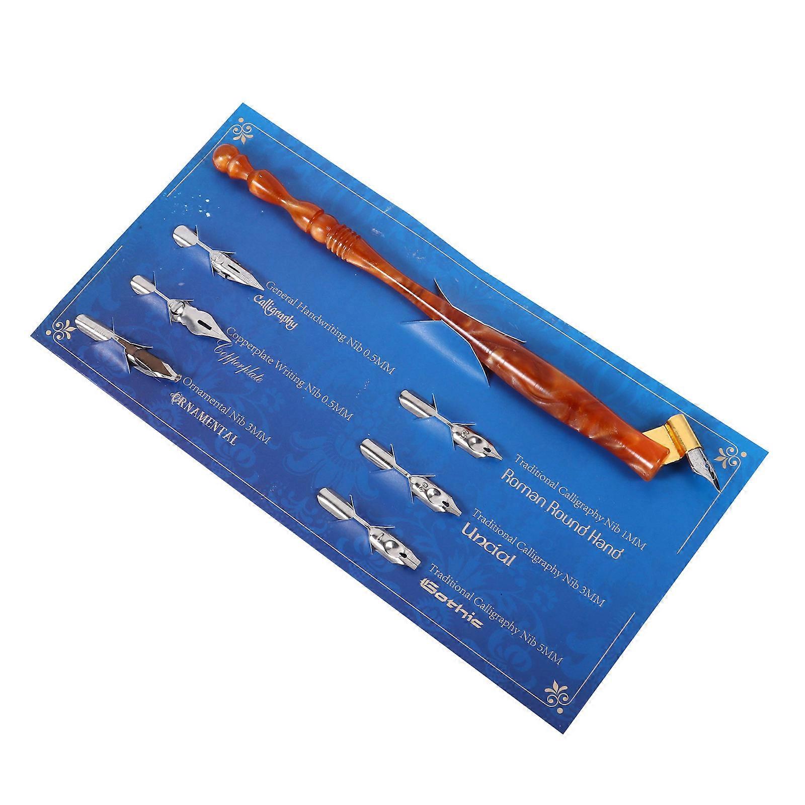 학용품 미적 구식 펜 라운드 팁 앤티크 스타일 목재 재료 쓰기 연습 선물 제공 1Set