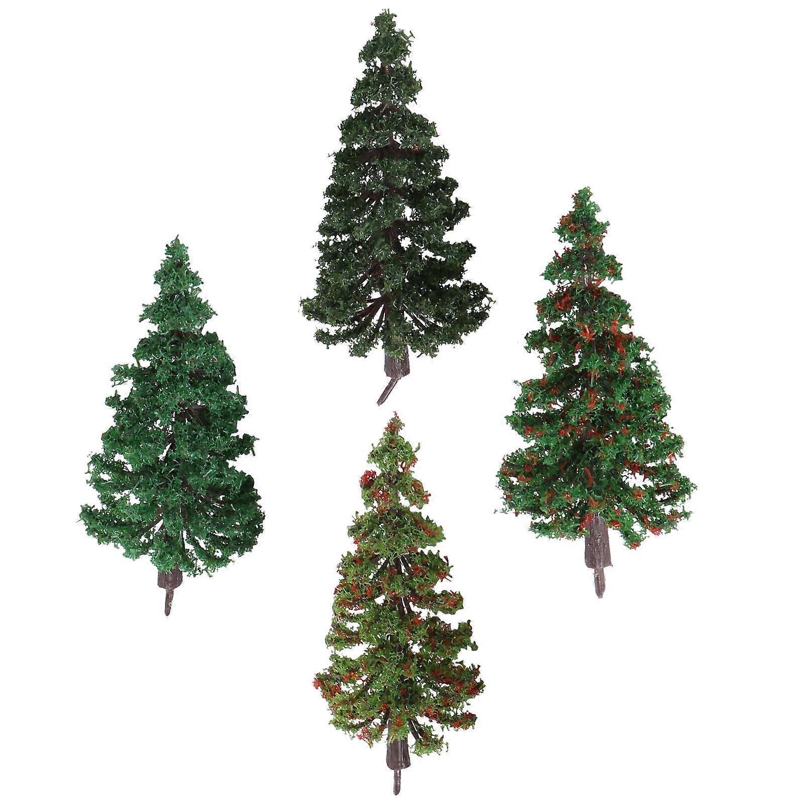 4pcs Mini Landscape Plant Decor Tree Model Simulation Tree Sand Table Model