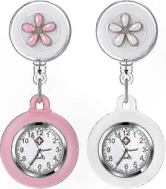 ساعة طبية احترافية بمشبك قابل للسحب وتصميم فوب مغطى بالسيليكون وملحق بروش لسهولة الاستخدام