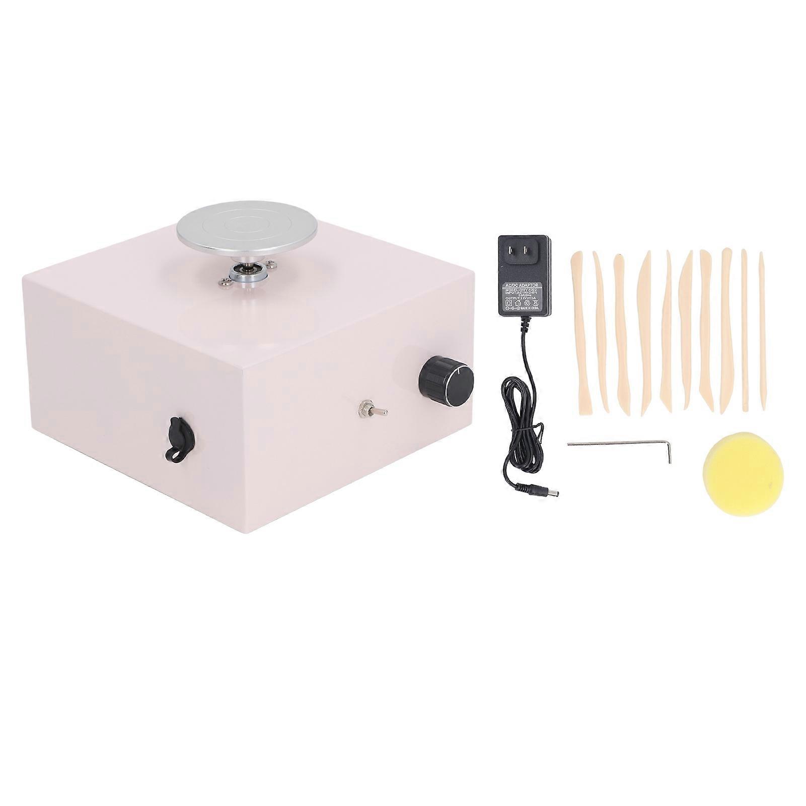 Pottery Wheel Kit for Kids Beginners Adjustable Speed Forward Reverse Rotation Ceramic Wheel Machine with Sculpting Clay Tools US Plug 100‑240V