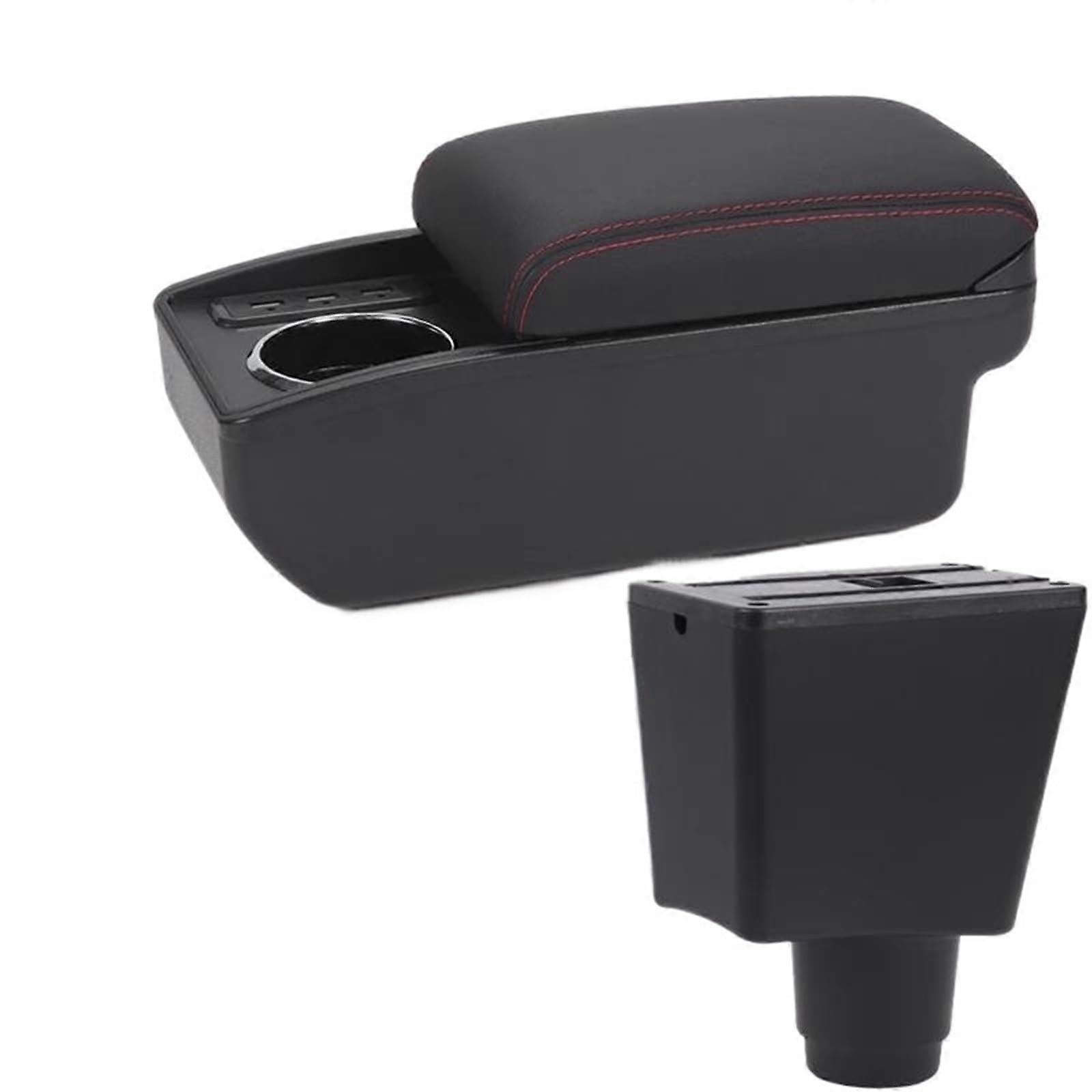 Renault Logan 2 Armrest Box for Sandero 2 – Interior Retrofit Storage Organizer with 6 USB Ports in Black Red