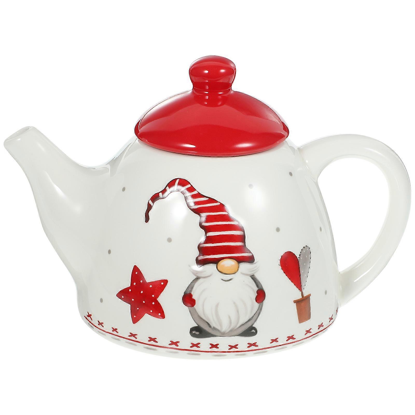 Retro Ceramic Teapot with Christmas Design – Multi Functional Nordic Style Kettle for Tea and Holiday Home Decor