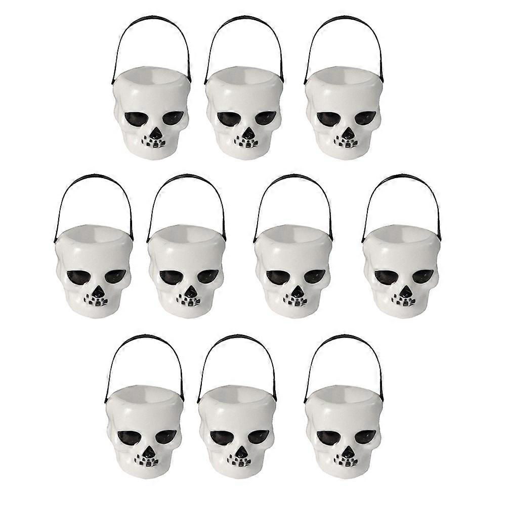 Skull Themed Halloween Bucket, Ideal for Gathering Treats, with Practical Handle