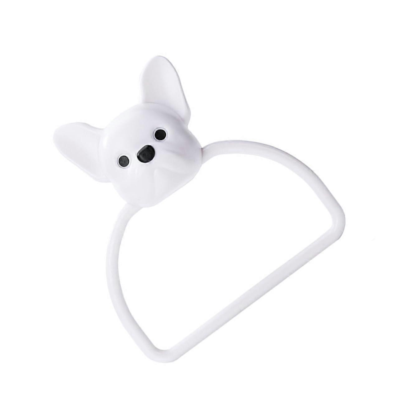 Towel Holder Wall Mounted Hook - Punch-Free Bath Towel Ring, White ABS, Easy Install, Space-Saving Design