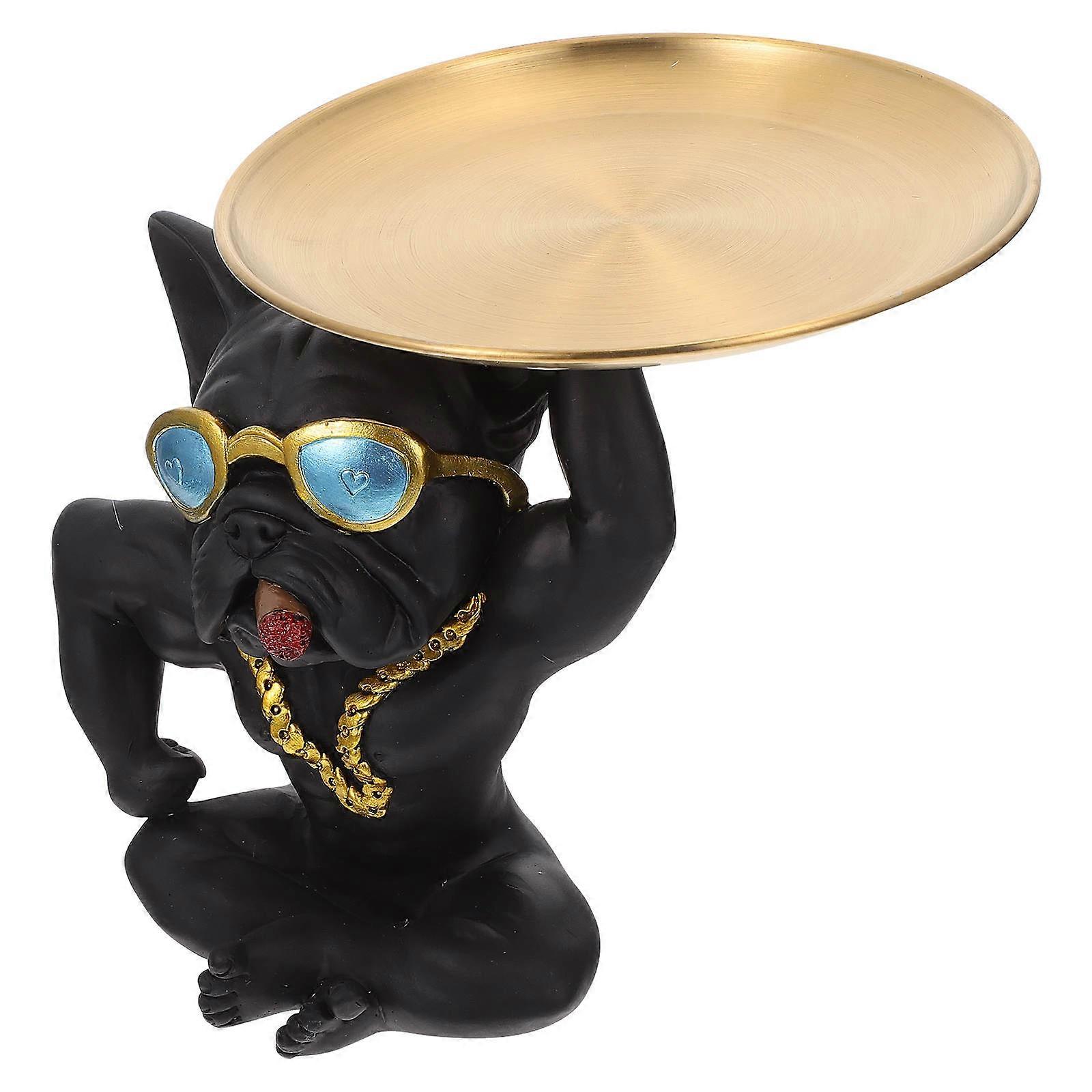 Stylish Storage Tray For Displaying Snacks Keys In Elegant Black 1Set