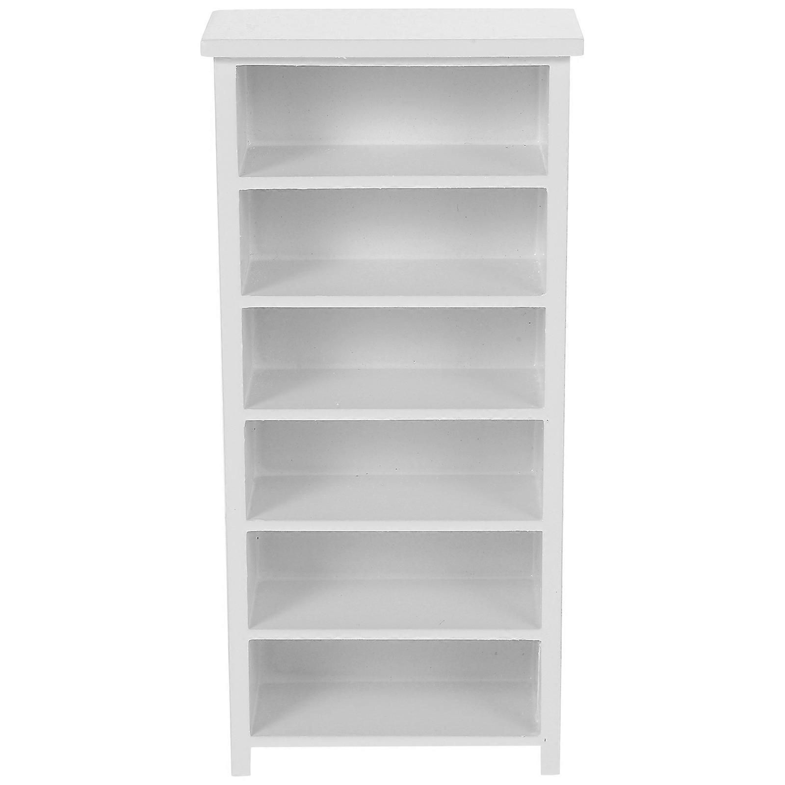 Wooden Mini Bookshelf for Doll House White Color Durable Crafted with Realistic Design 2 Pieces