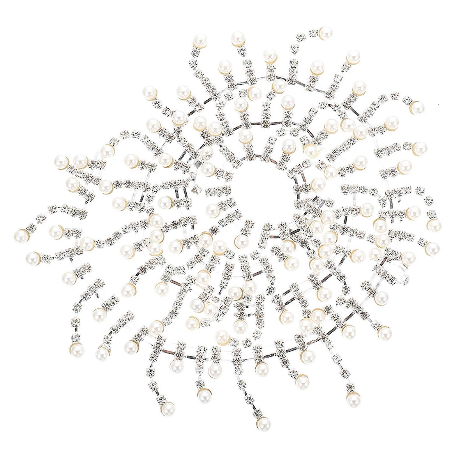 Rhinestone Pearl Trim with Silver Color for Decoration and Elegant Design 5.91 Feet Long