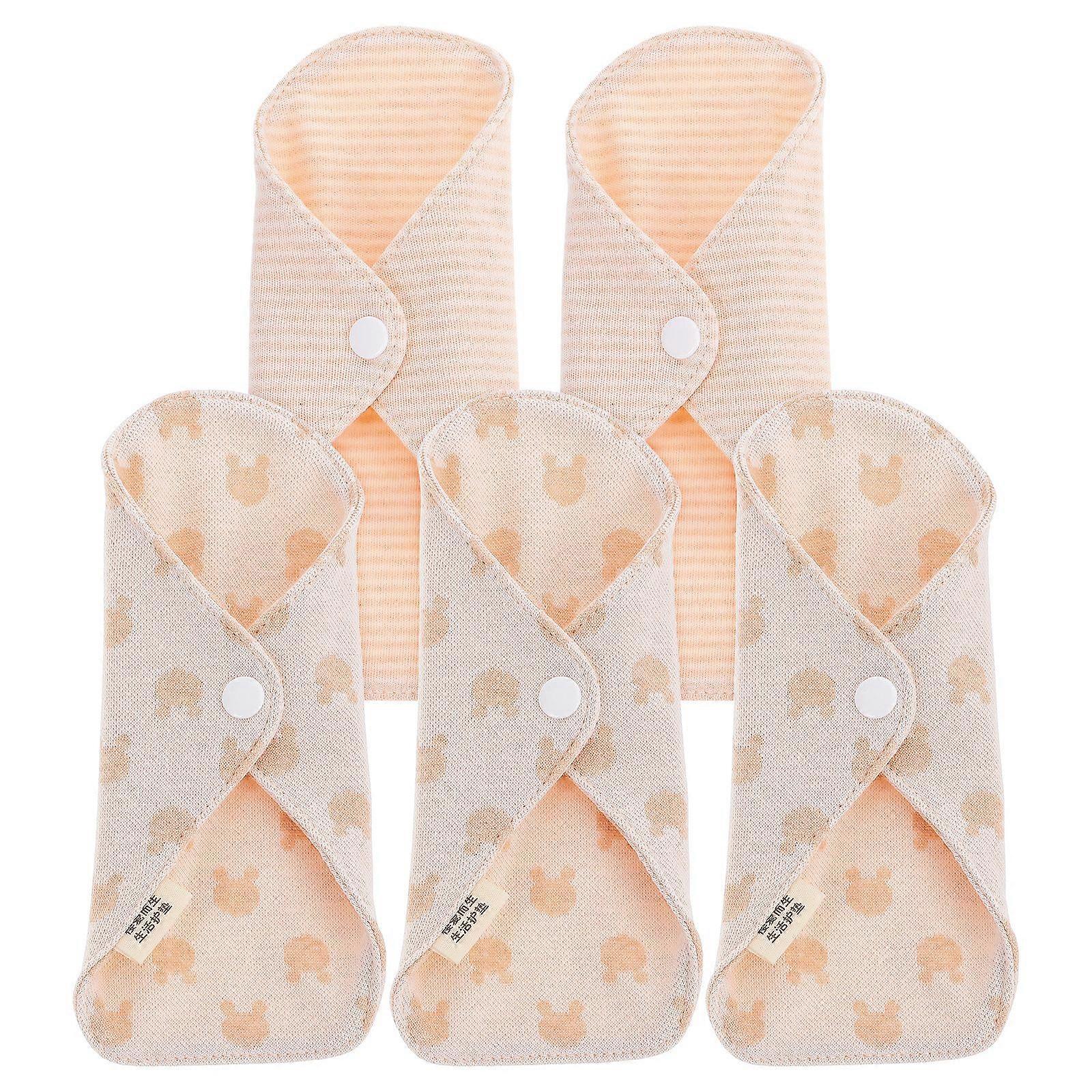 5pcs Reusable Sanitary Towel Pads Cotton Washable Breathable Sanitary Pads for Women Lady (Random Pattern)