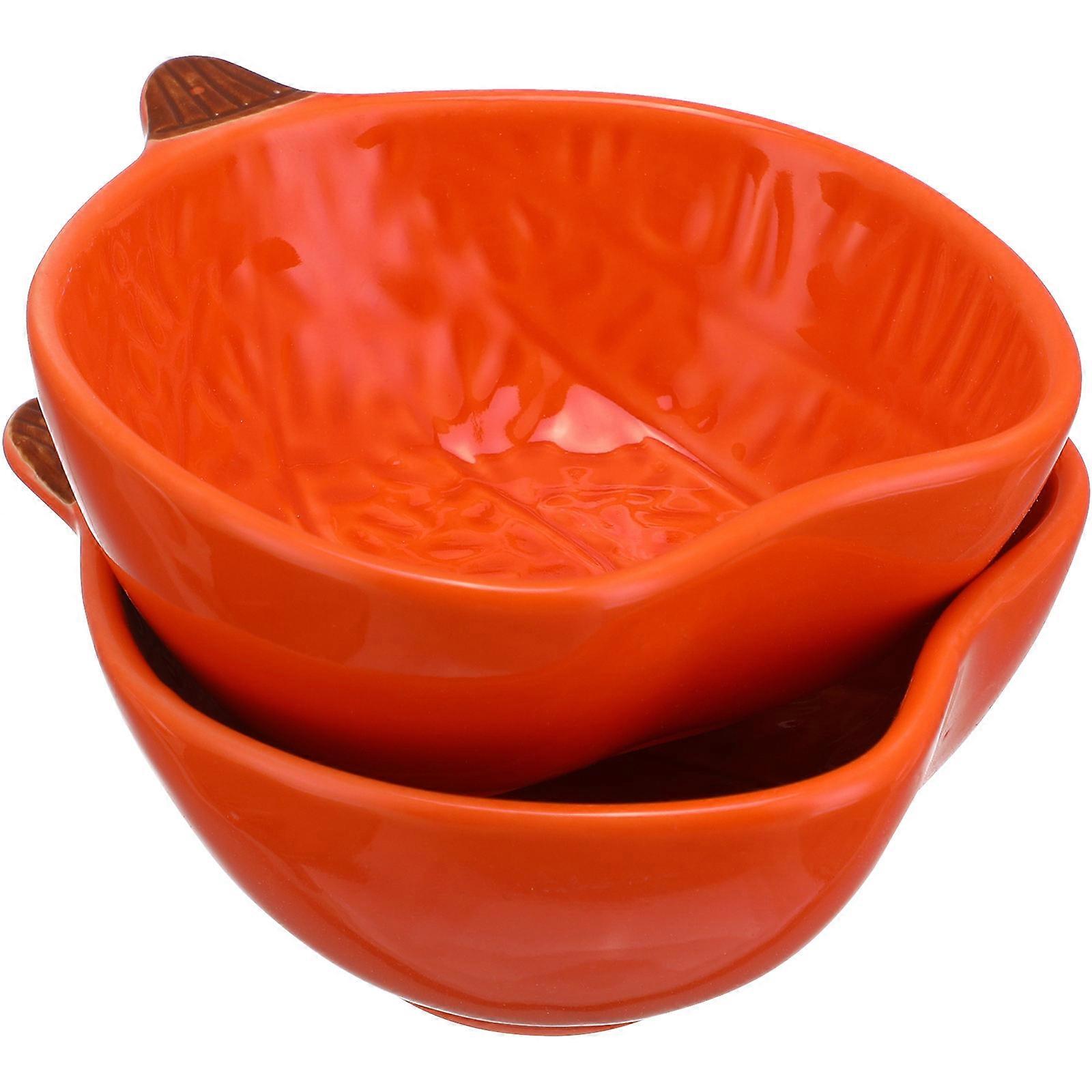 2pcs Heat Resistant Pumpkin Shaped Seasoning Dishes for Halloween Decor, Chili Sauces, Appetizers, and Food Serving