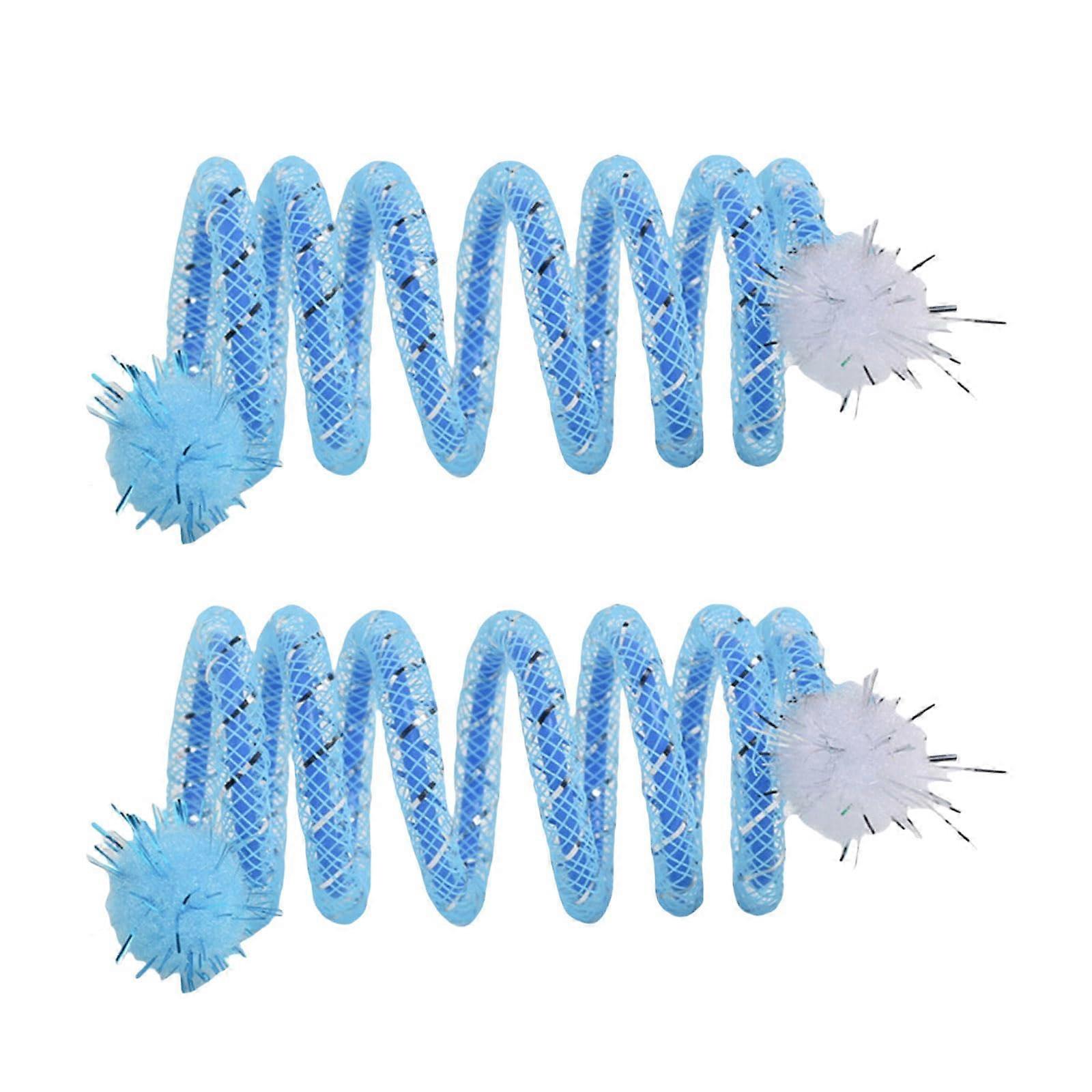 2pcs Portable Spring Coil Colorful Cat Toy with Plush Ball Design for Indoor and Outdoor Pet Play Accessories
