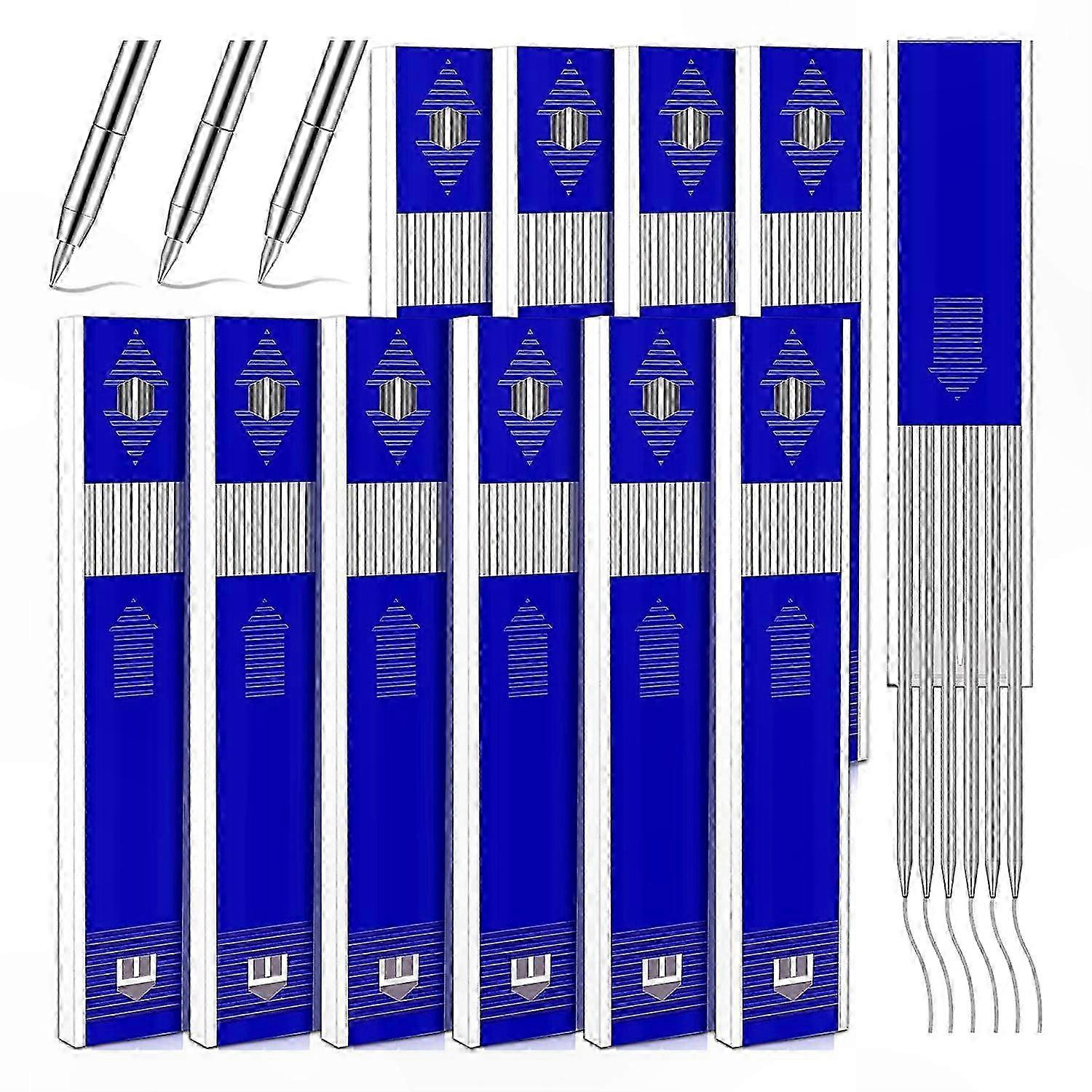 60-Pack 2.8mm Solid Silver Welder Pencil Refills for Marking Carpentry Deep Hole Mechanical Pencils