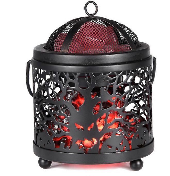 Metal Aroma Lamp with Simulated Charcoal Burning Effect Round Skull Design with Multicolor Light EU Version