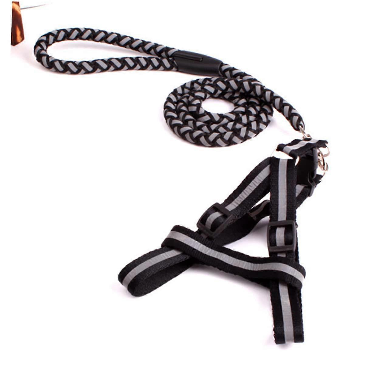 Adjustable Dog Harness For Small And Large Dogs With Reflective Leash Black For Day And Night