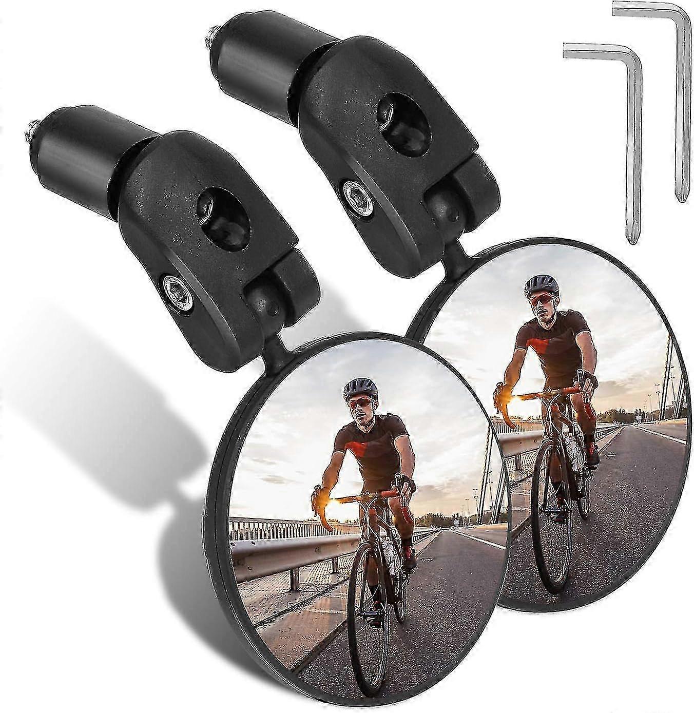 Bike Mirrors 360 High Definition Adjustable Handlebar Convex for Mountain Road Motorcycle 2 Pieces