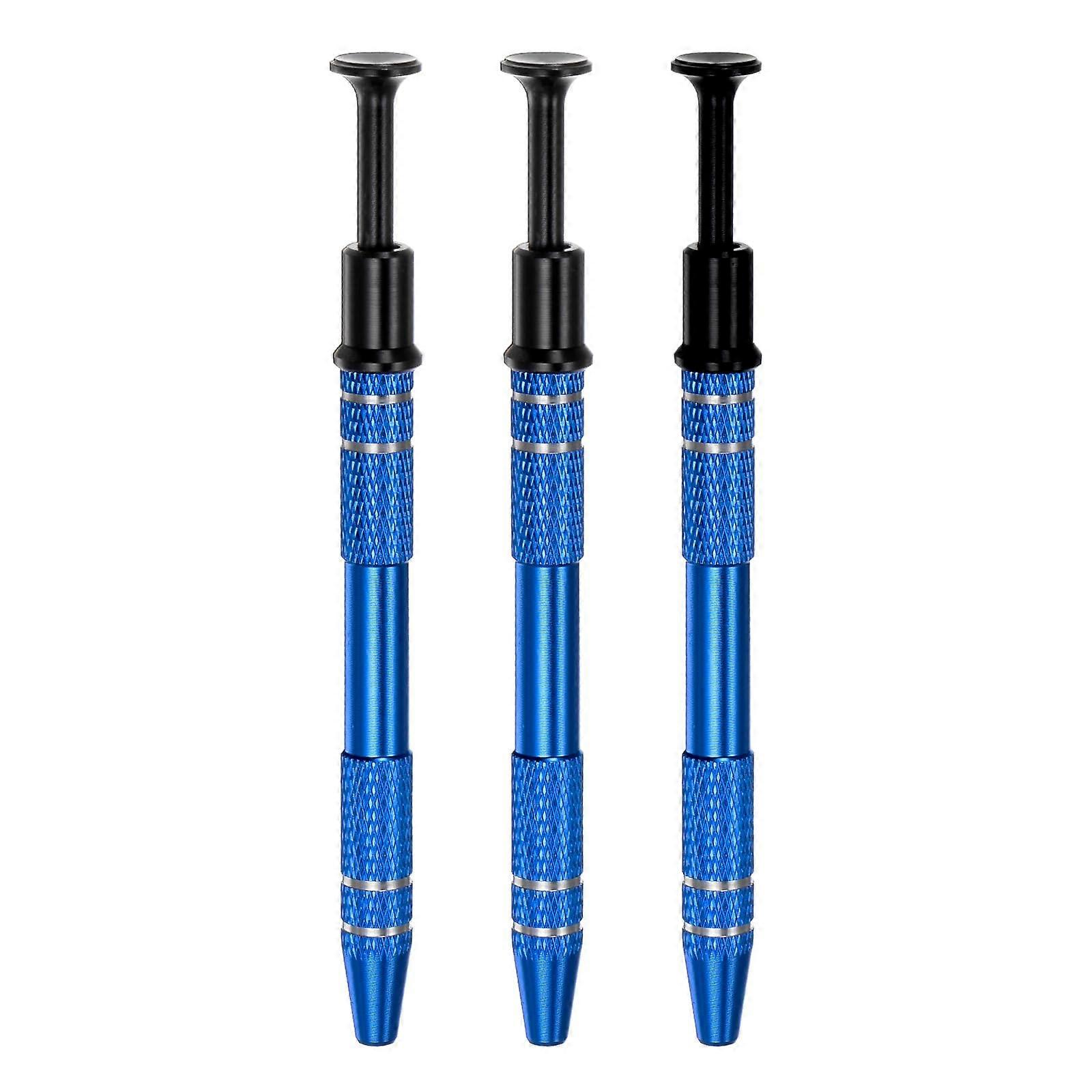 Pack of 3 4Claw Gripper Tool Ball Gripper Stainless Steel Jeweler Gripper Tool 4 Prong Gripper for IC Chip Electronic Components Nails Clamps, Blue