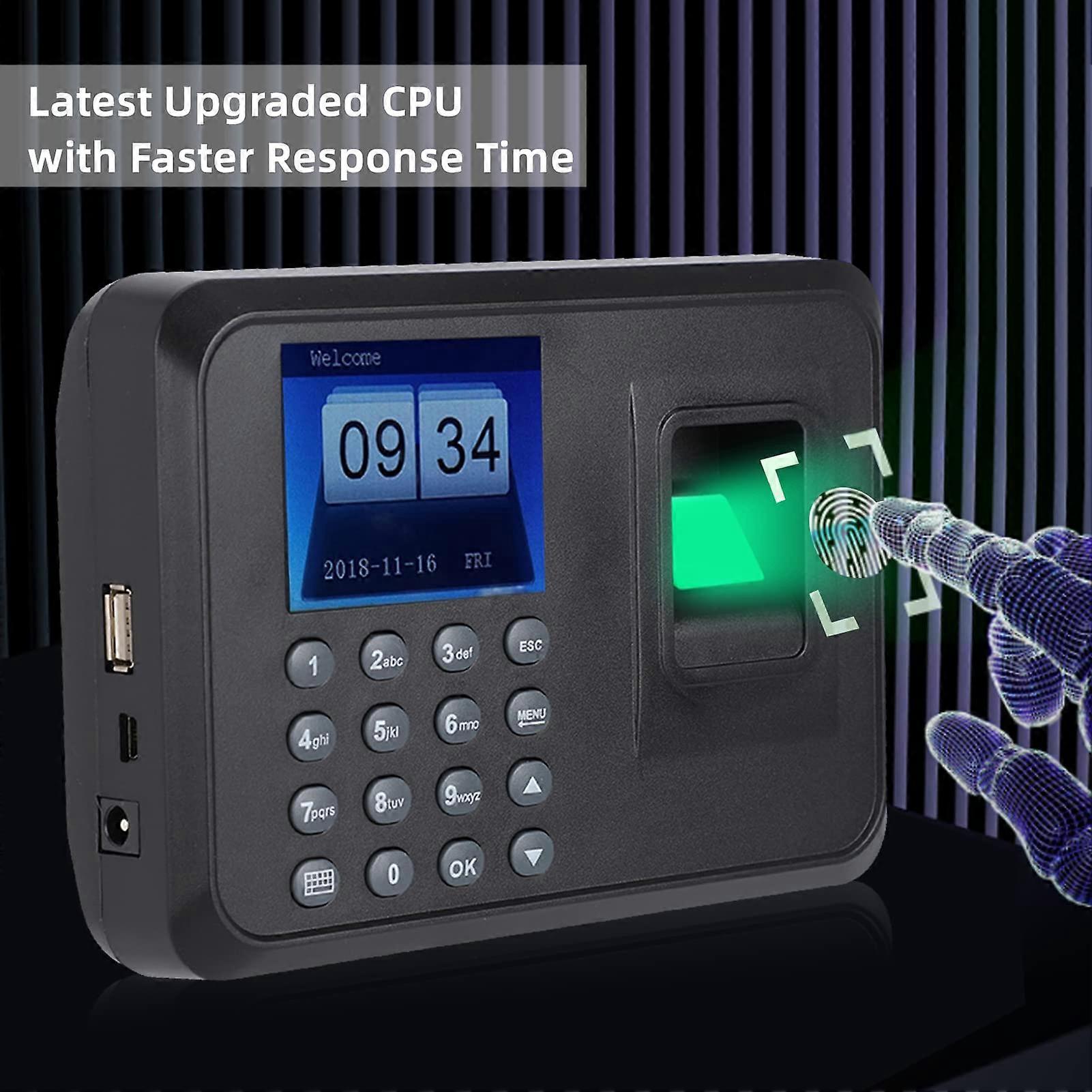 Equipped with 2.4-inch TFT display Password fingerprint attendance machine for employees to clock in and out  5V DC power supply