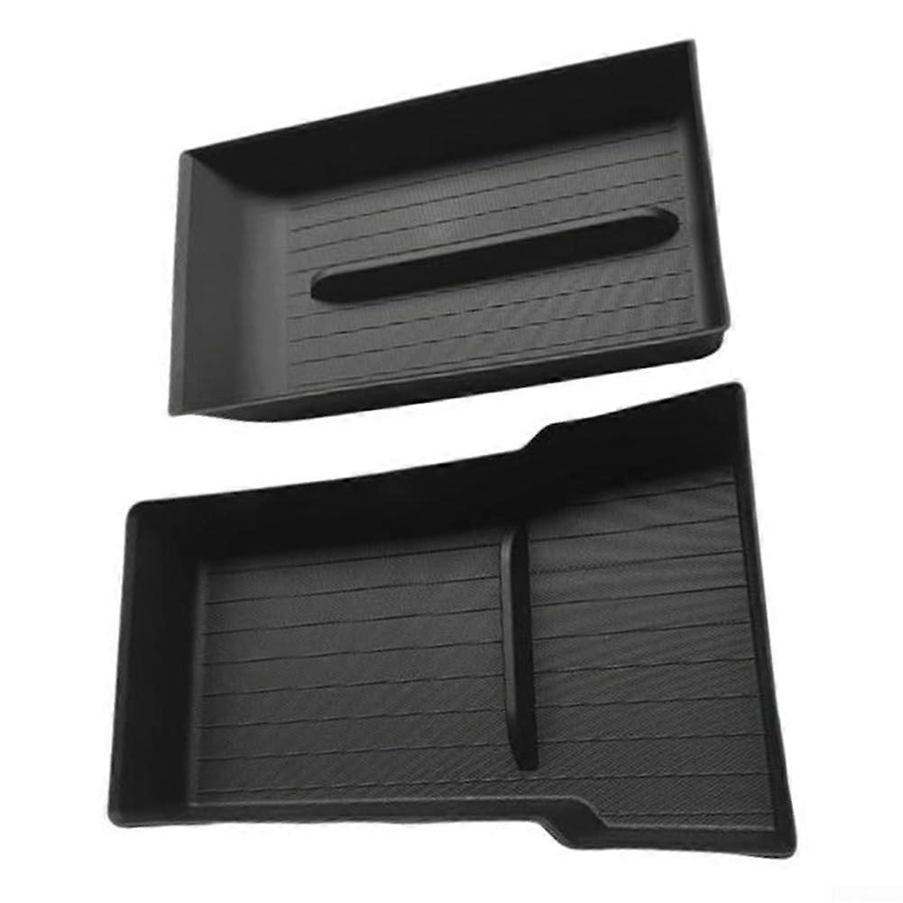 Interior Floor Mat Organizer Tray Pad Console Storage Box Container Replacement Accessory Black 2 Pieces for Model Y