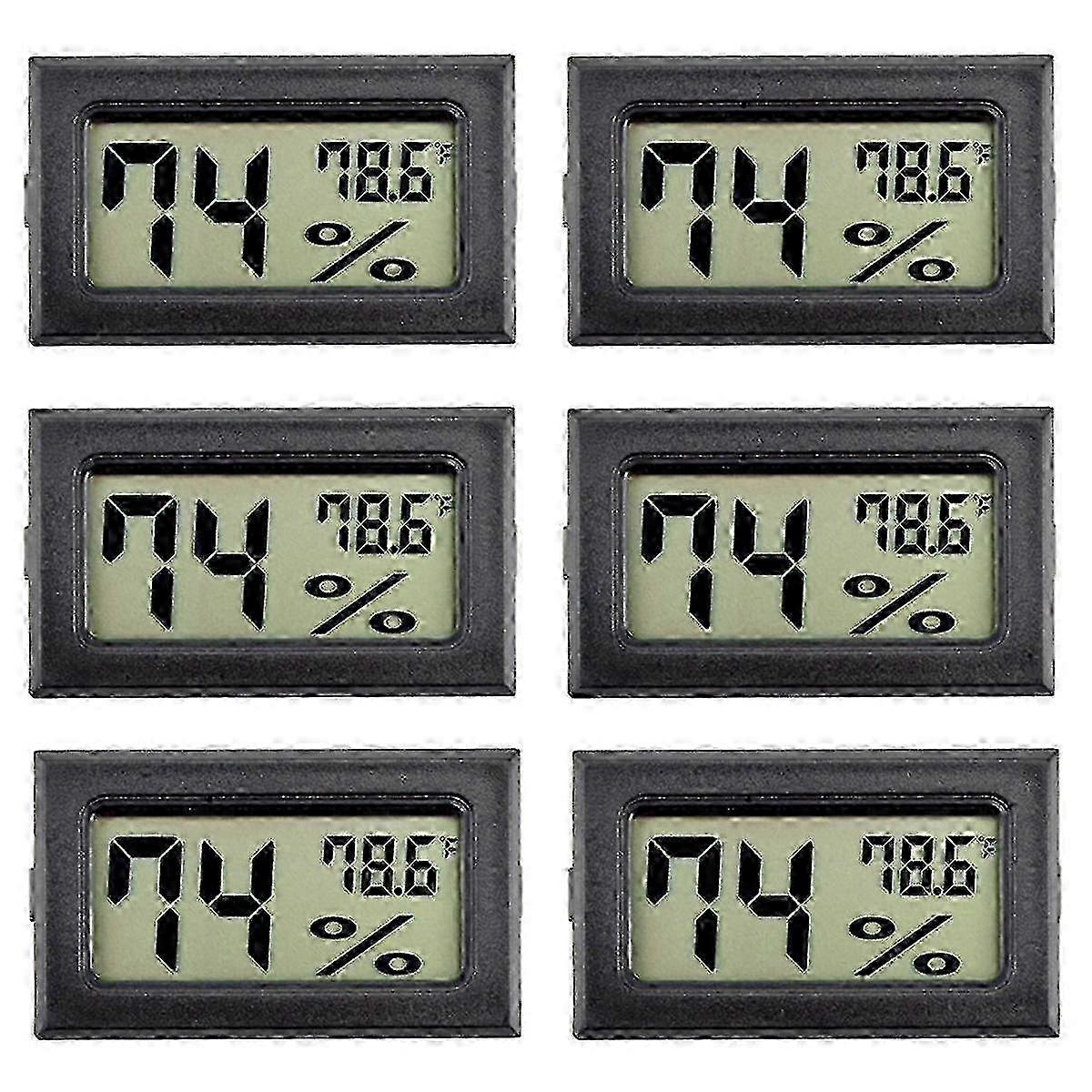 Improved 6-Pack Mini Digital Hygrometer for Indoor Humidity & Temp Monitoring