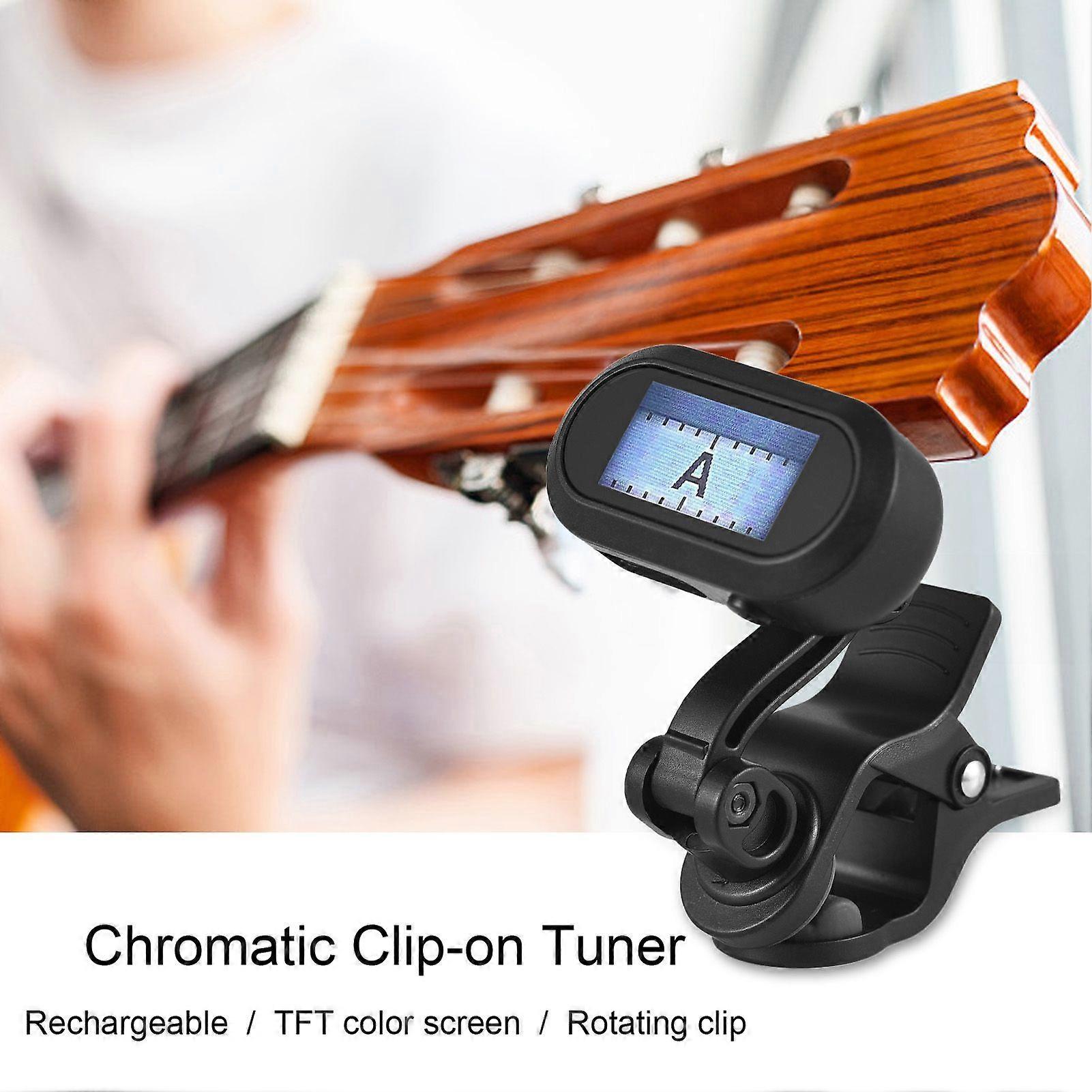 AROMA AT-800 Clip-on Tuner Rechargeable Mini Portable Digital Tuning Device Multi-function TFT Color Display Rotating Clip Electric Tuner for Chromati